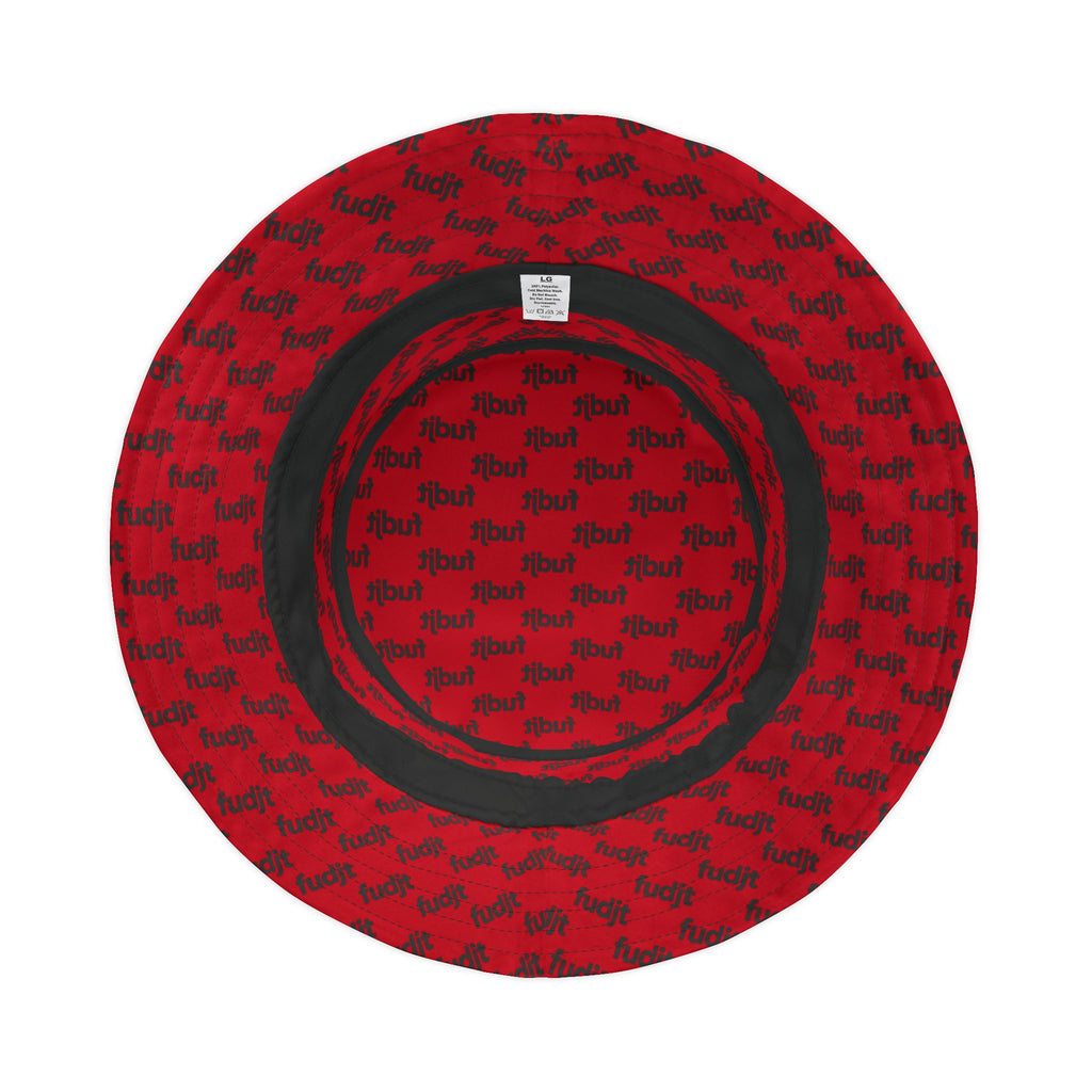 Trendy Black fudjt All Over Dark Red Bucket Hat