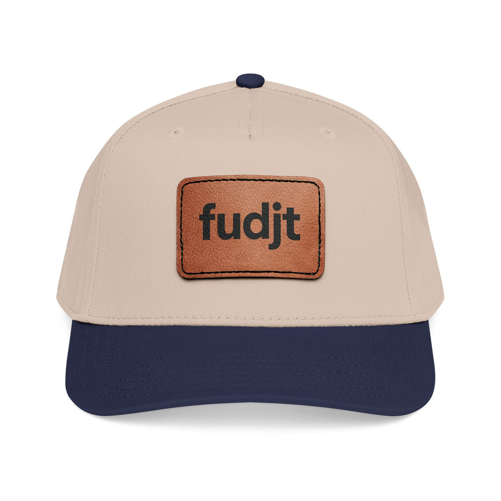 fudjt Leather Patch Baseball Cap — Mid Profile Trucker Hat | 30 Two-Tone Colors