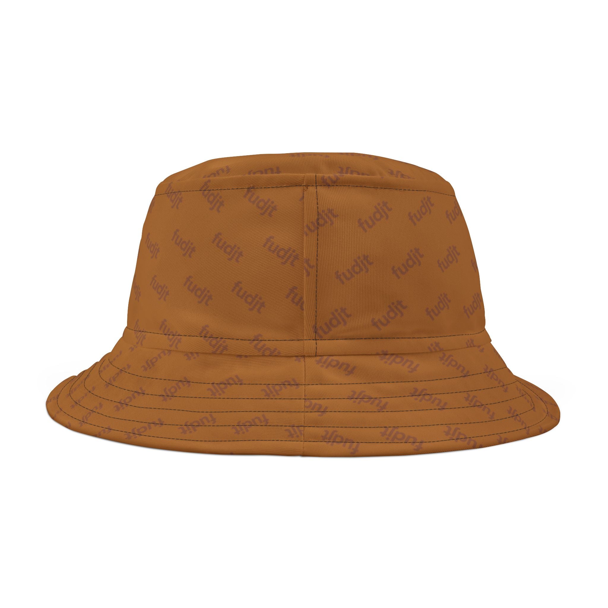 Trendy Brown fudjt All Over on Brown Bucket Hat