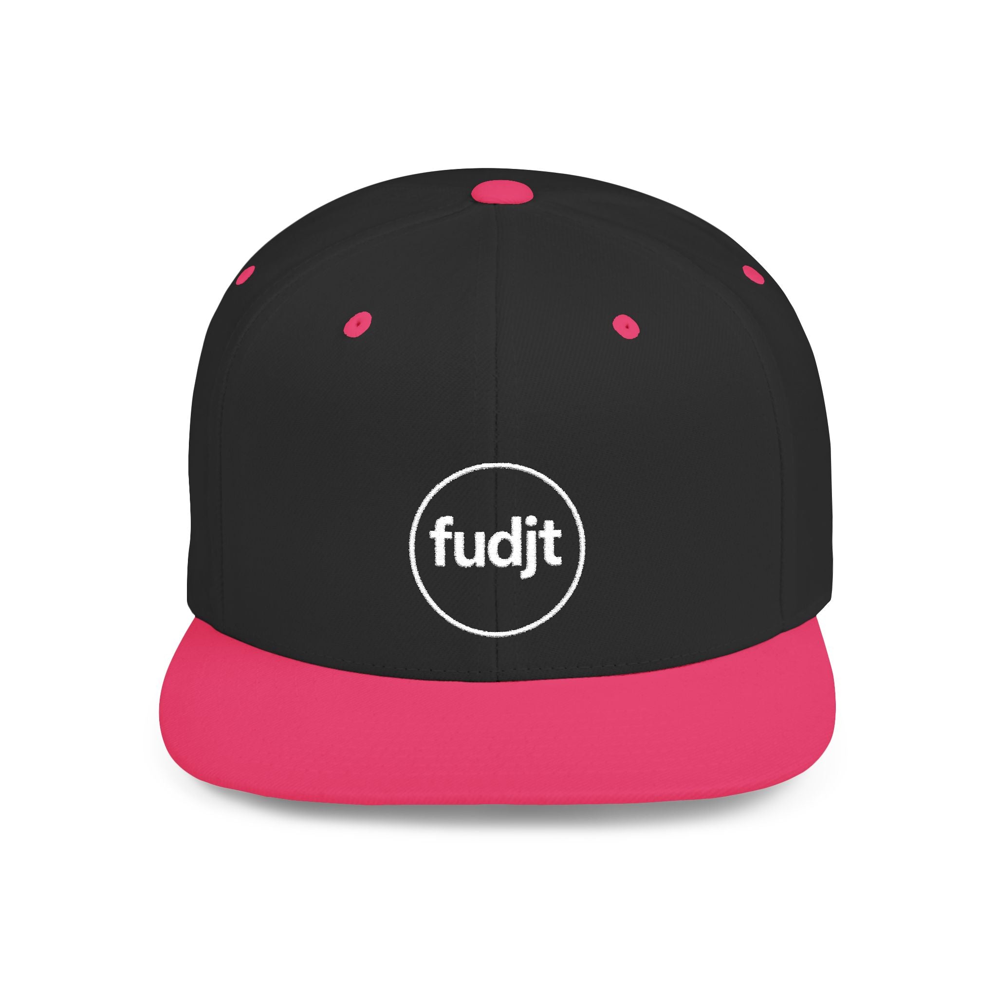 fudjt Circle Flat Bill Snapback Hat | White Embroidery |  14 Colors