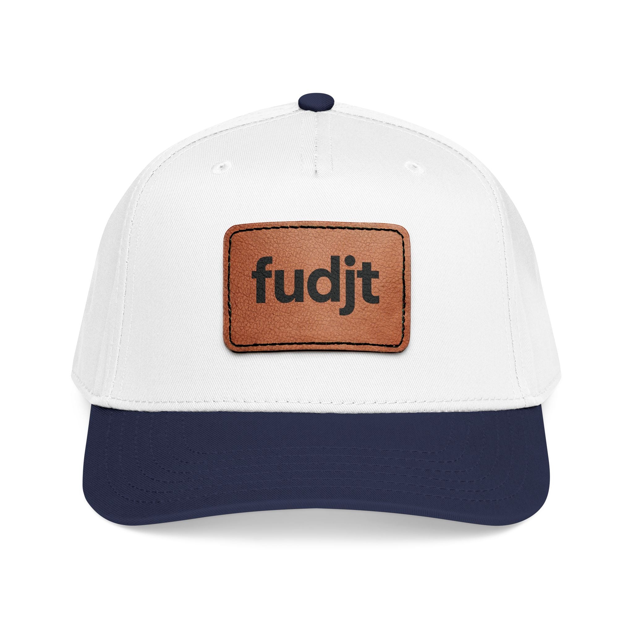 fudjt Leather Patch Baseball Cap — Mid Profile Trucker Hat | 30 Two-Tone Colors