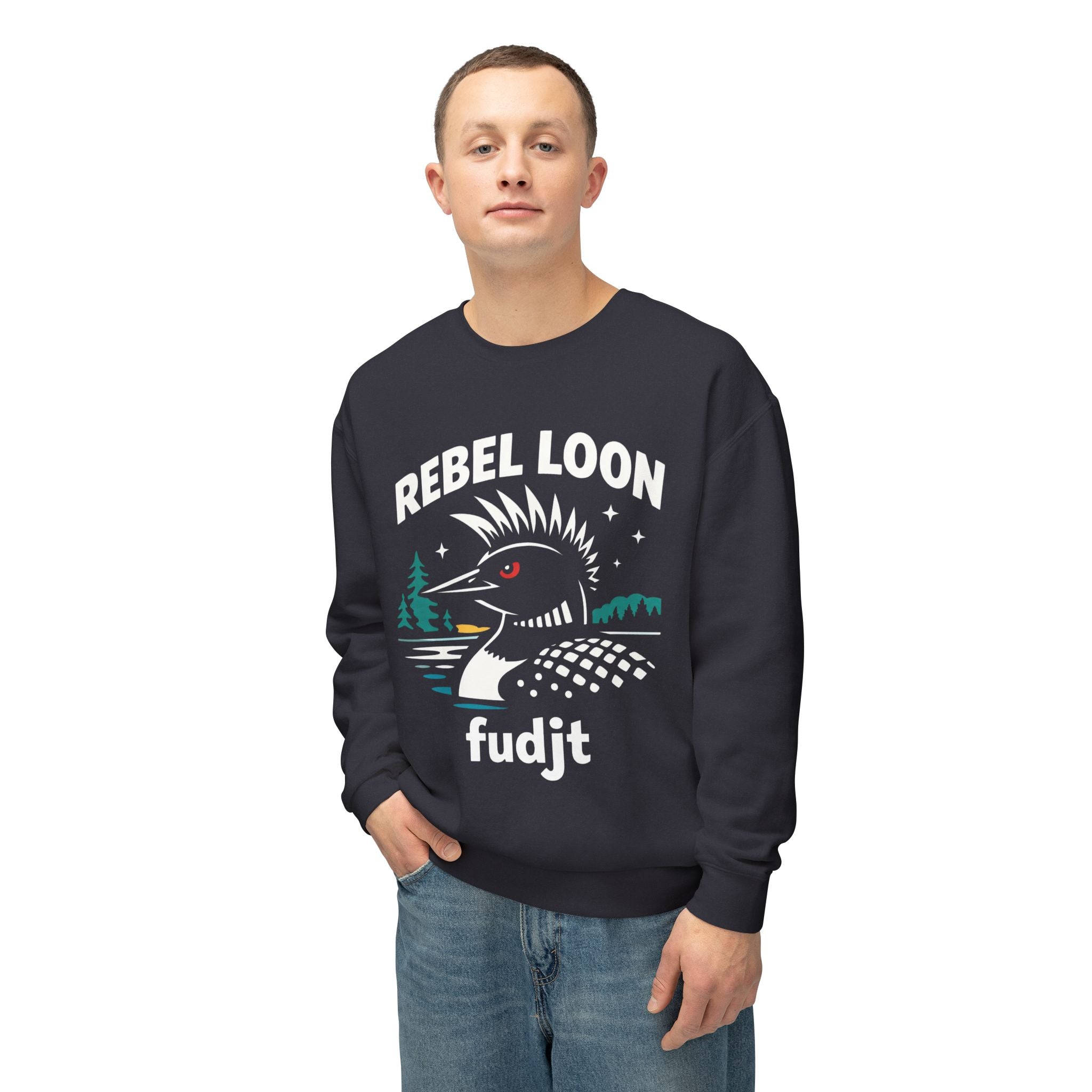 Rebel Loon fudjt Crewneck Sweatshirt – Graphic Loon Design, No Crowns Back | 6 Colors