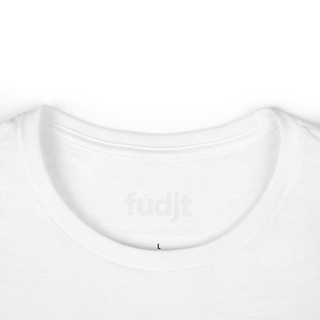 Women's White fudjt logo Comfy Stylie Tee | 12 Colors