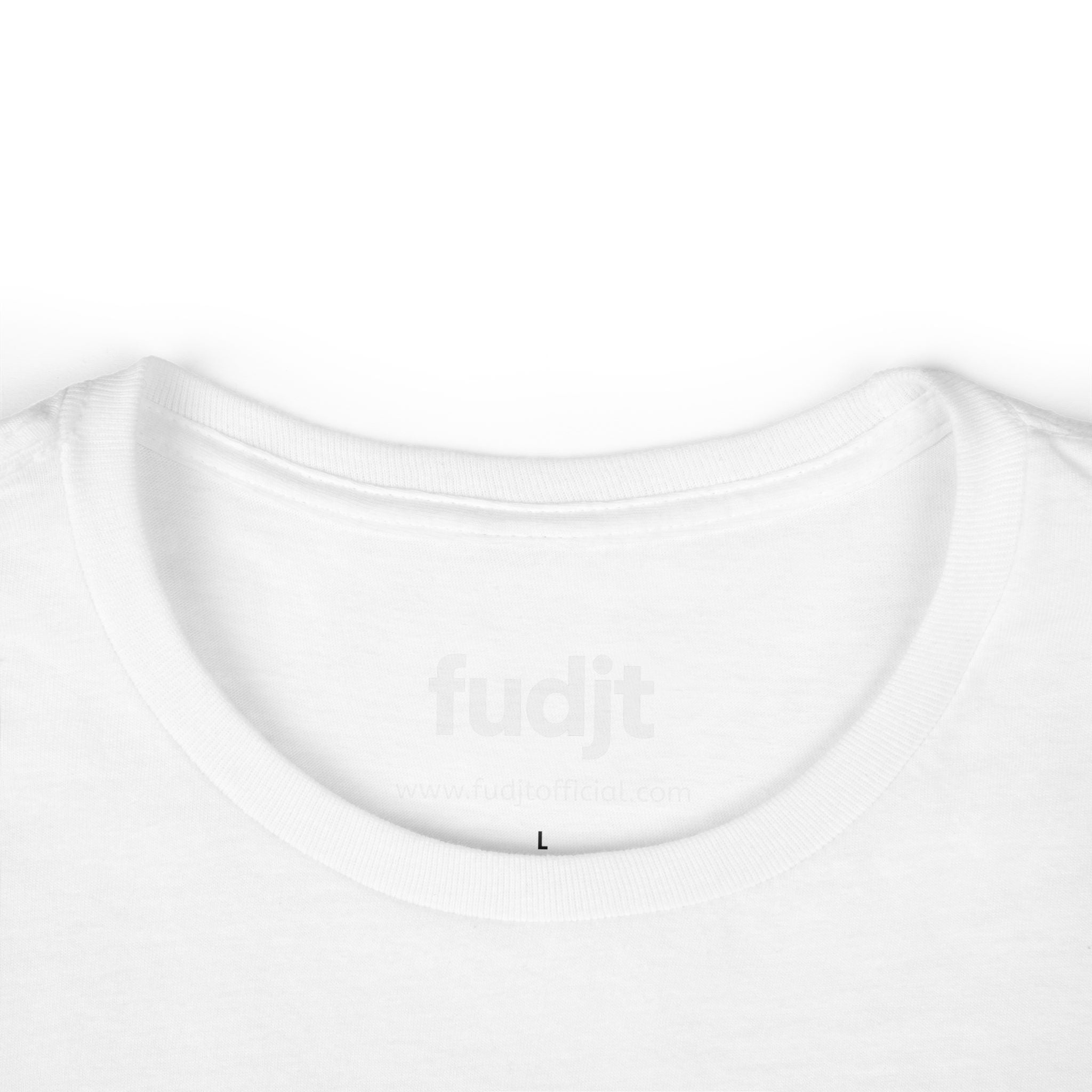 Women's White fudjt logo Comfy Stylie Tee | 12 Colors