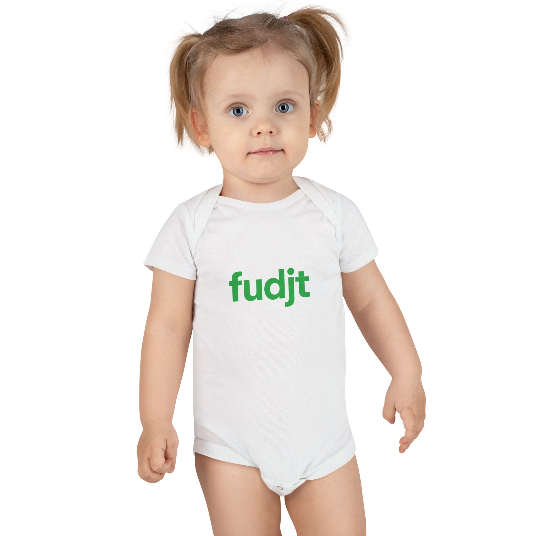 Organic Baby Onesie - Green fudjt design
