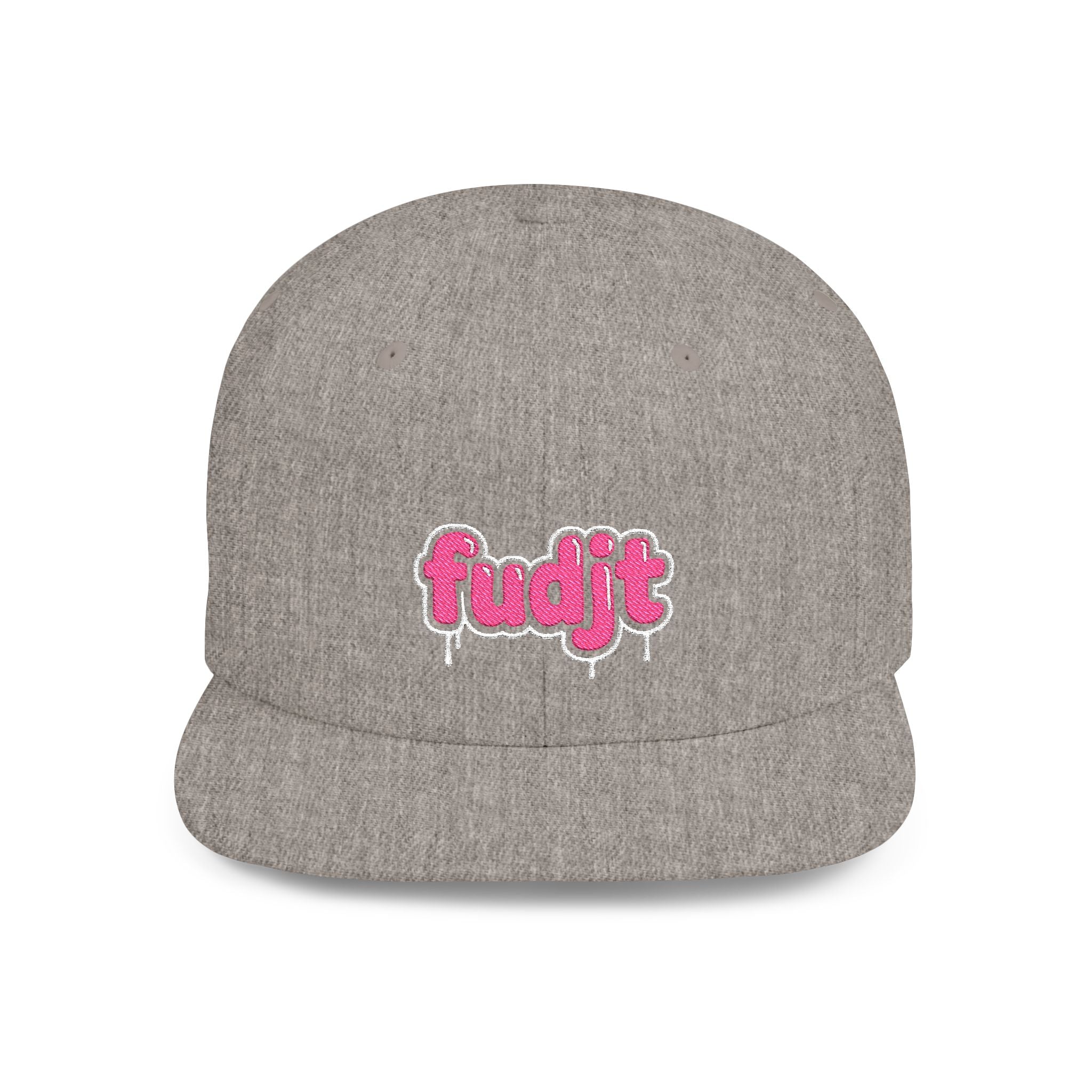 fudjt Flat Bill Snapback Hat | Pink Drip Embroidery |  13 Colors