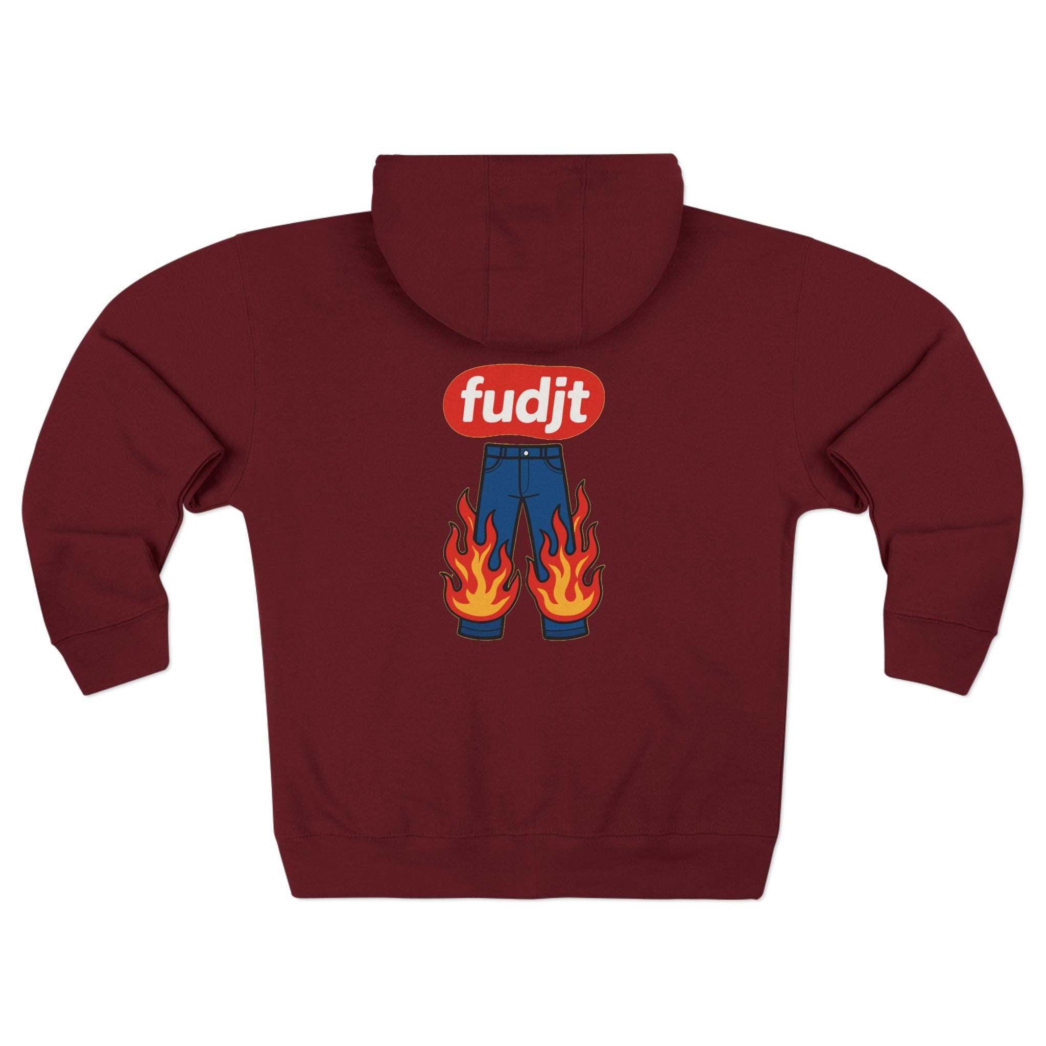 fudjt Pants On Fire Zip Hoodie | Front & Back Graphic | 9 Colors
