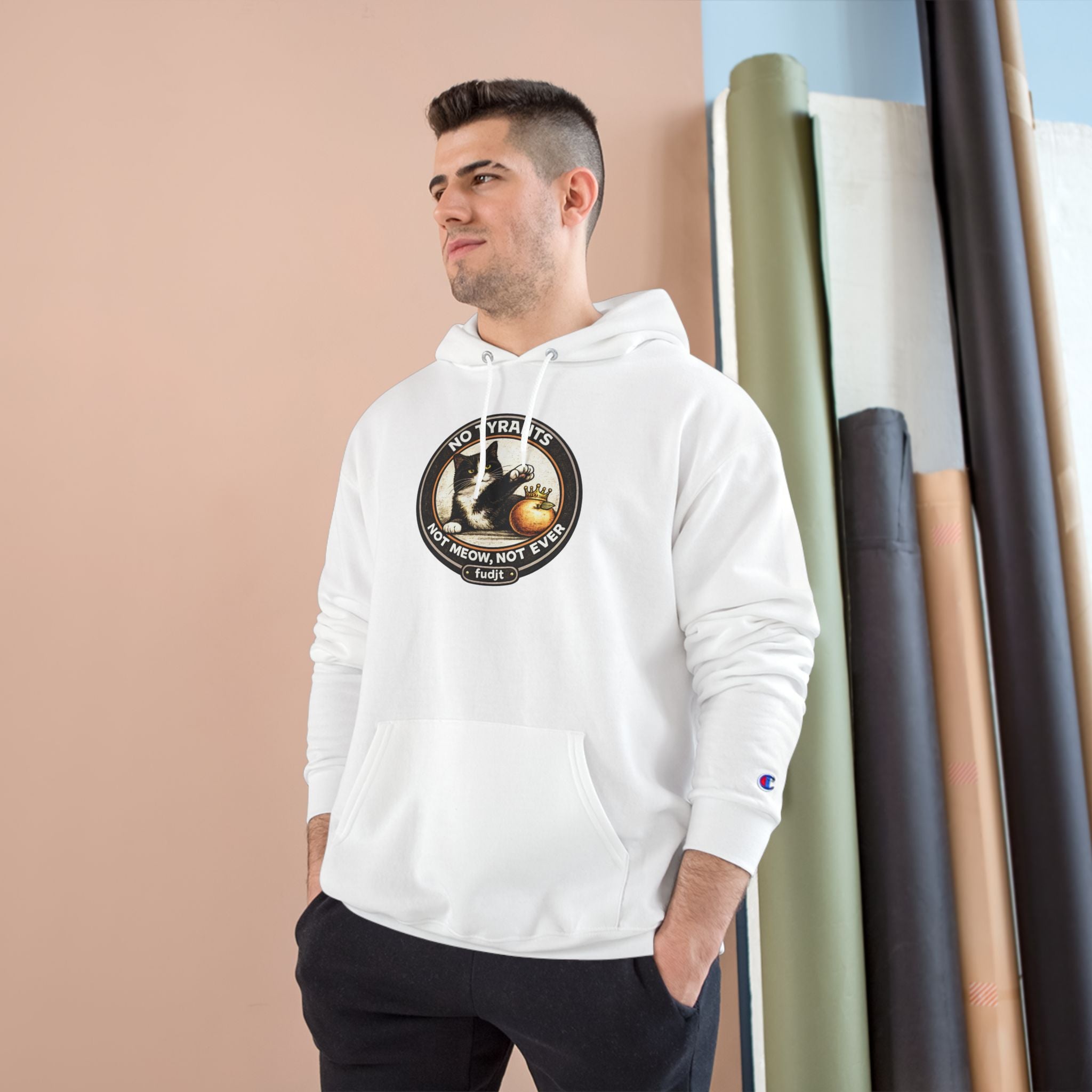 Fascists Get Scratches / No Tyrants Champion Cat Hoodie | Front & Back Graphics | 7 Colors