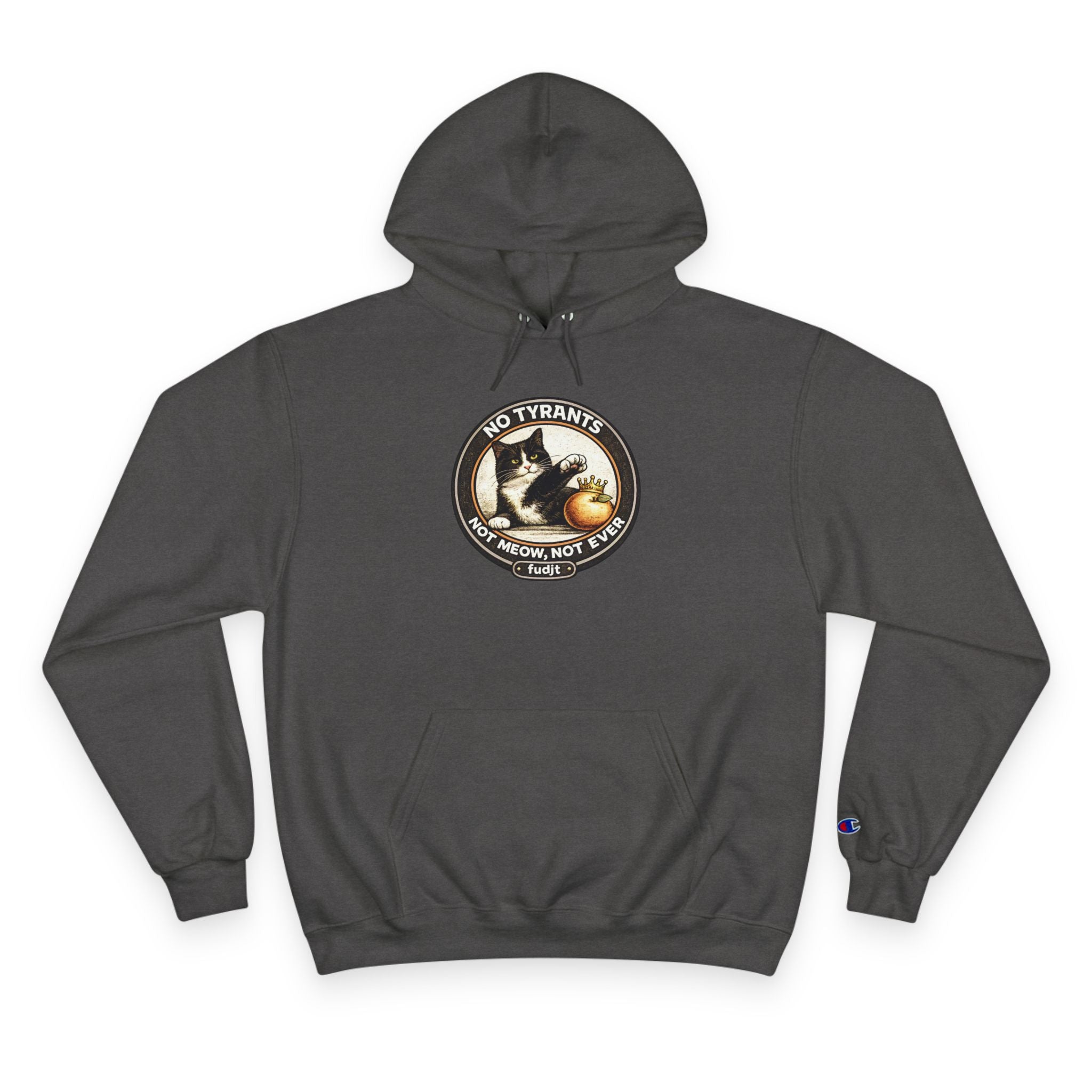Fascists Get Scratches / No Tyrants Champion Cat Hoodie | Front & Back Graphics | 7 Colors