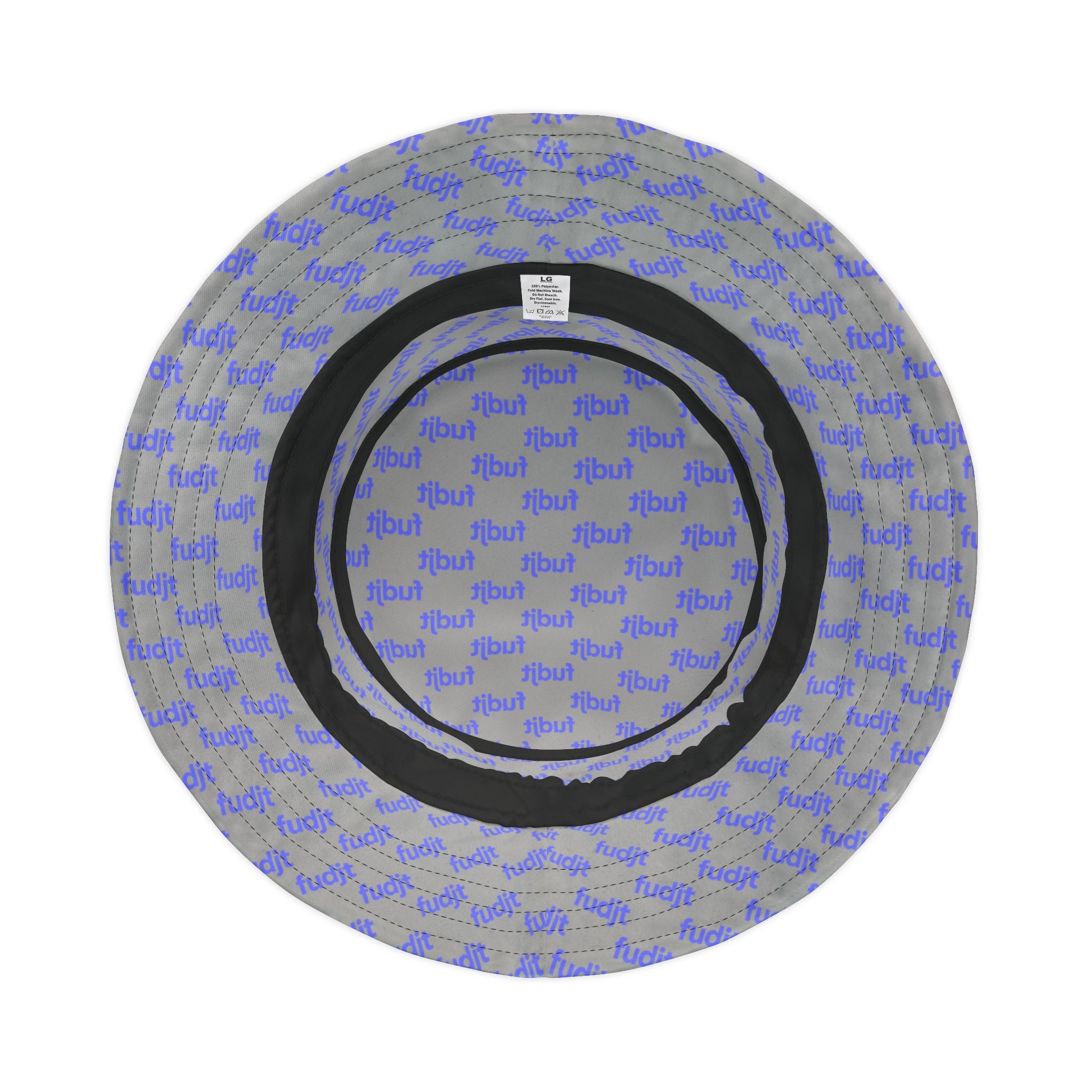 Trendy Light Blue fudjt All Over on Light Gray Bucket Hat