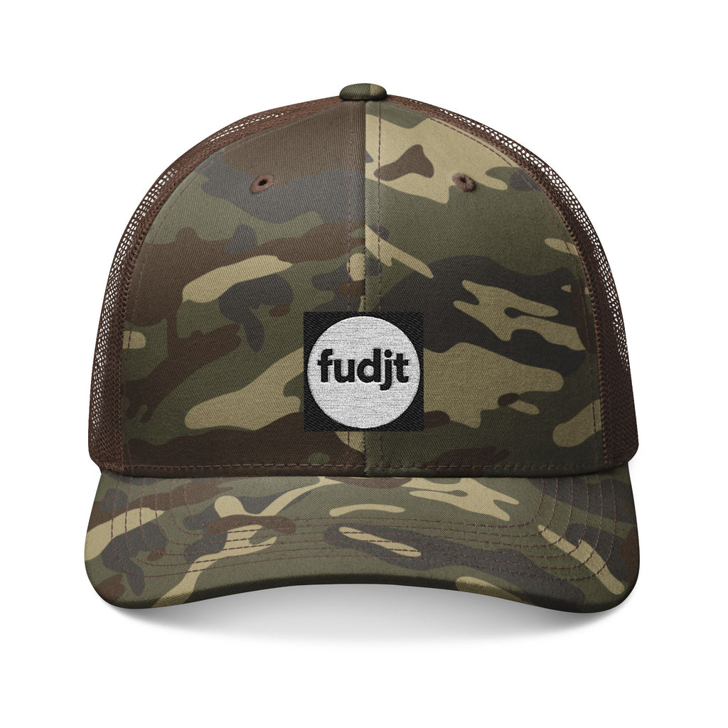 Camouflage Trucker Hat | Black Square fudjt Circle Embroidery | 3 Colors