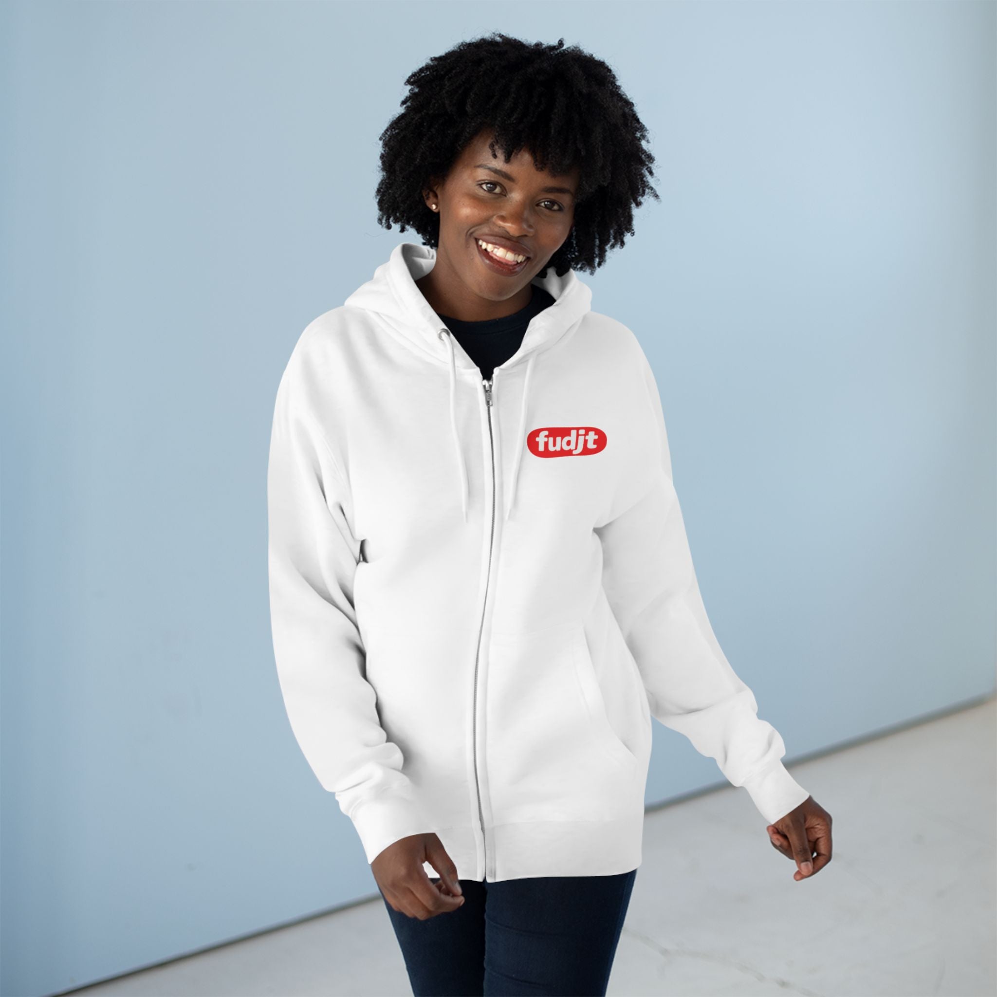 fudjt Anti-Supremacy Red Badge Zip Hoodie | Front & Back Graphic | 8 Colors