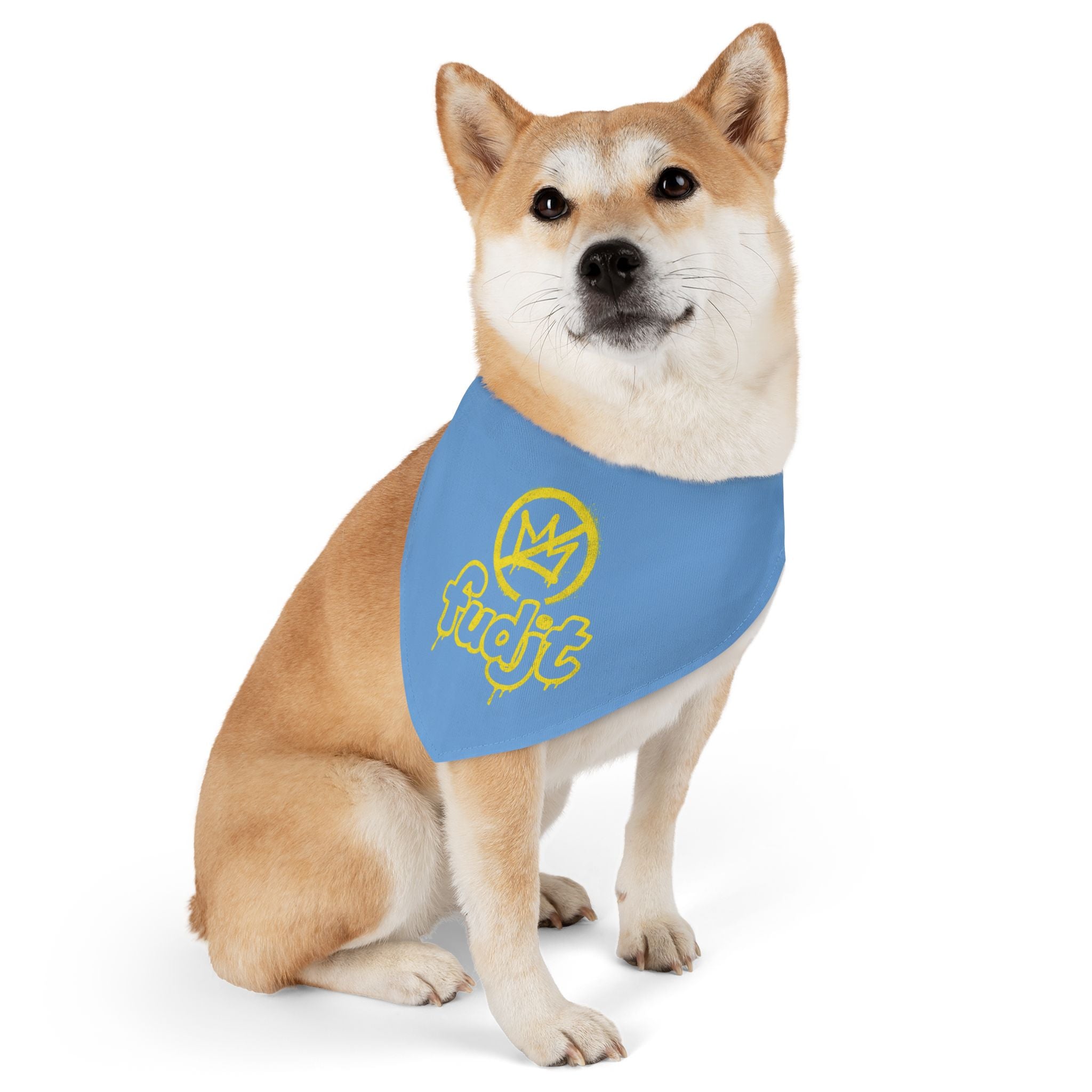 Light Blue Golden fudjt No Kings Bandana Collar for Dogs, Cats & More | 4 Sizes