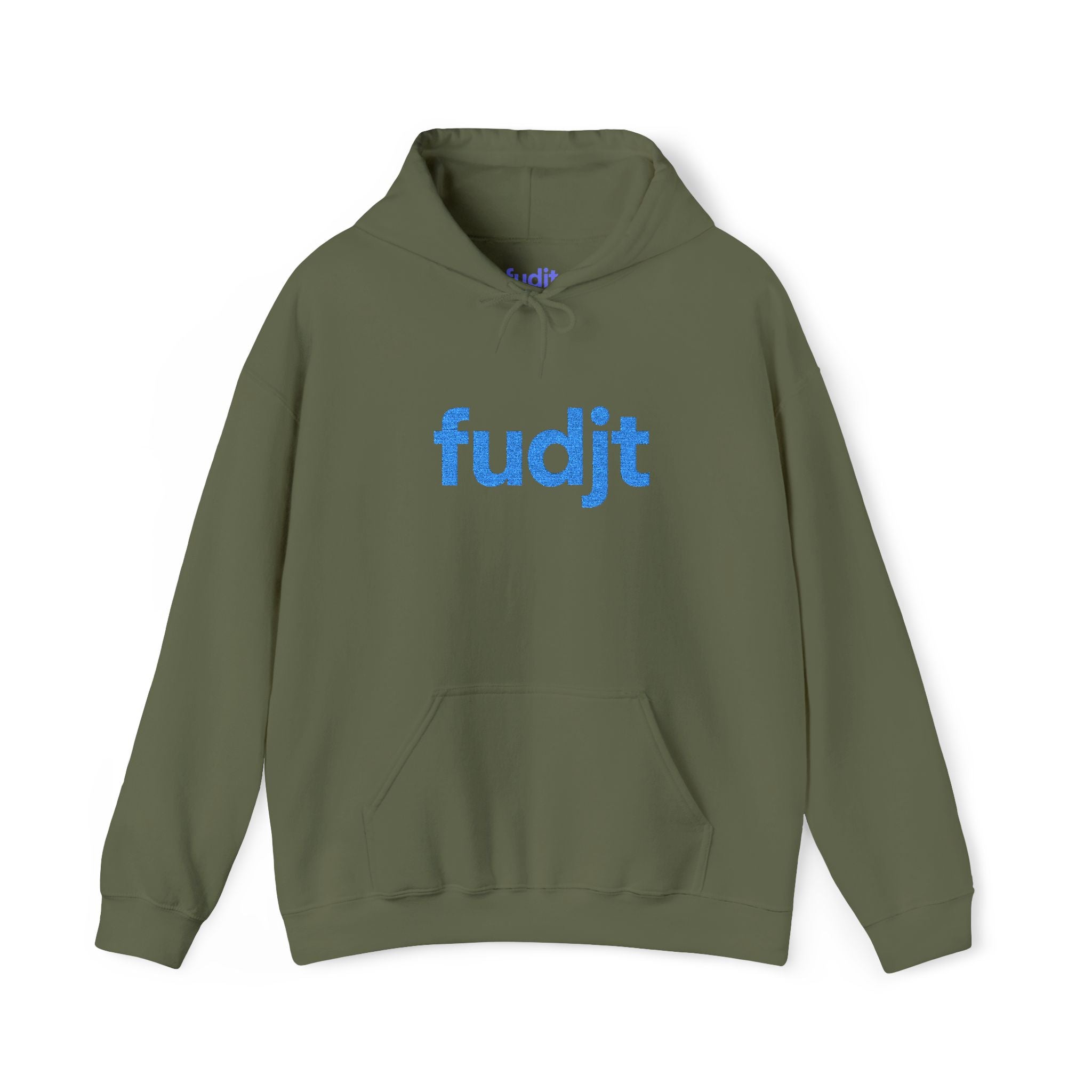 Light Blue fudjt Embroidered Heavy Blend Hooded Sweatshirt | 15 Colors | Stand For Something