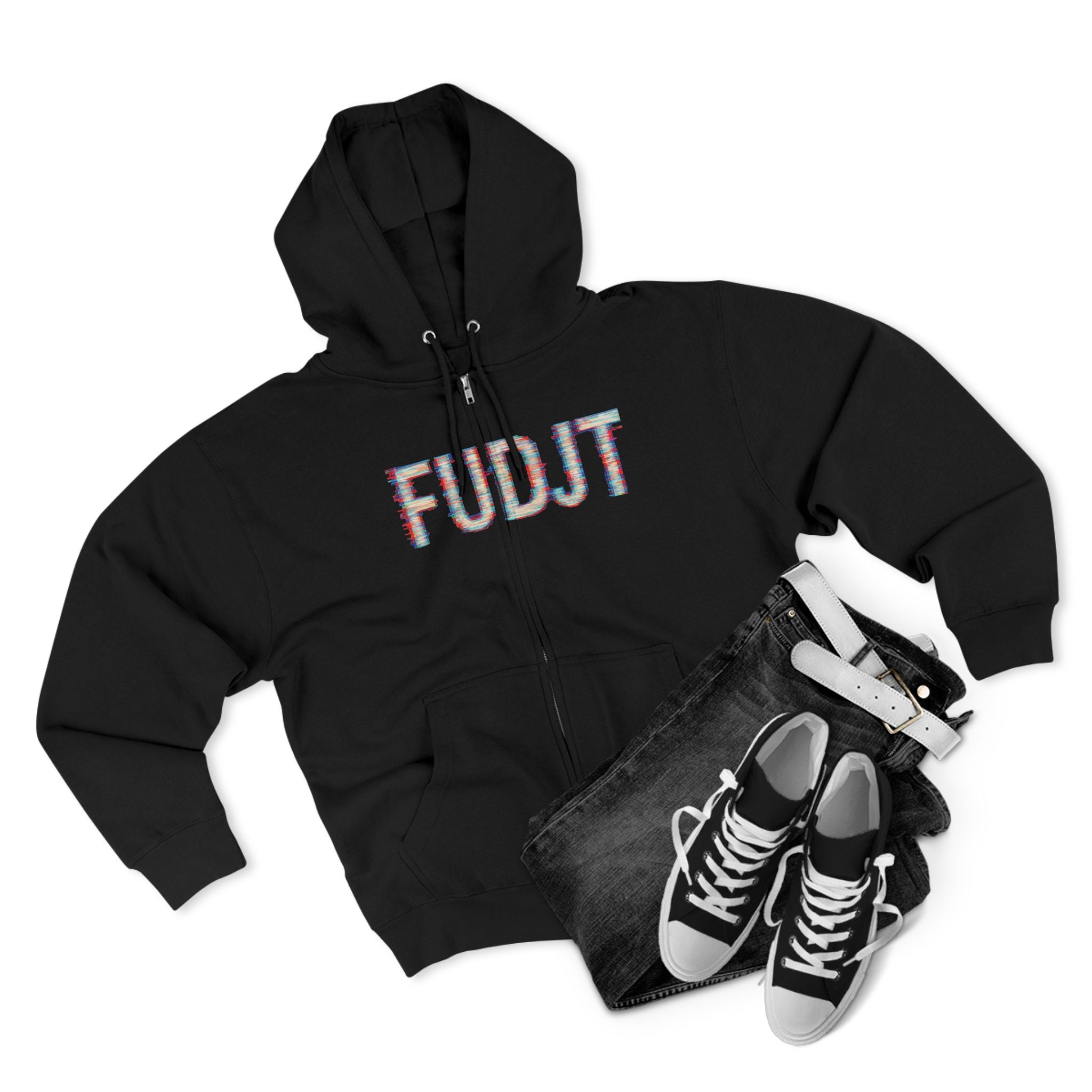 FUDJT Glitch Zip Hoodie | Bold Front & Backside | 7 Colors