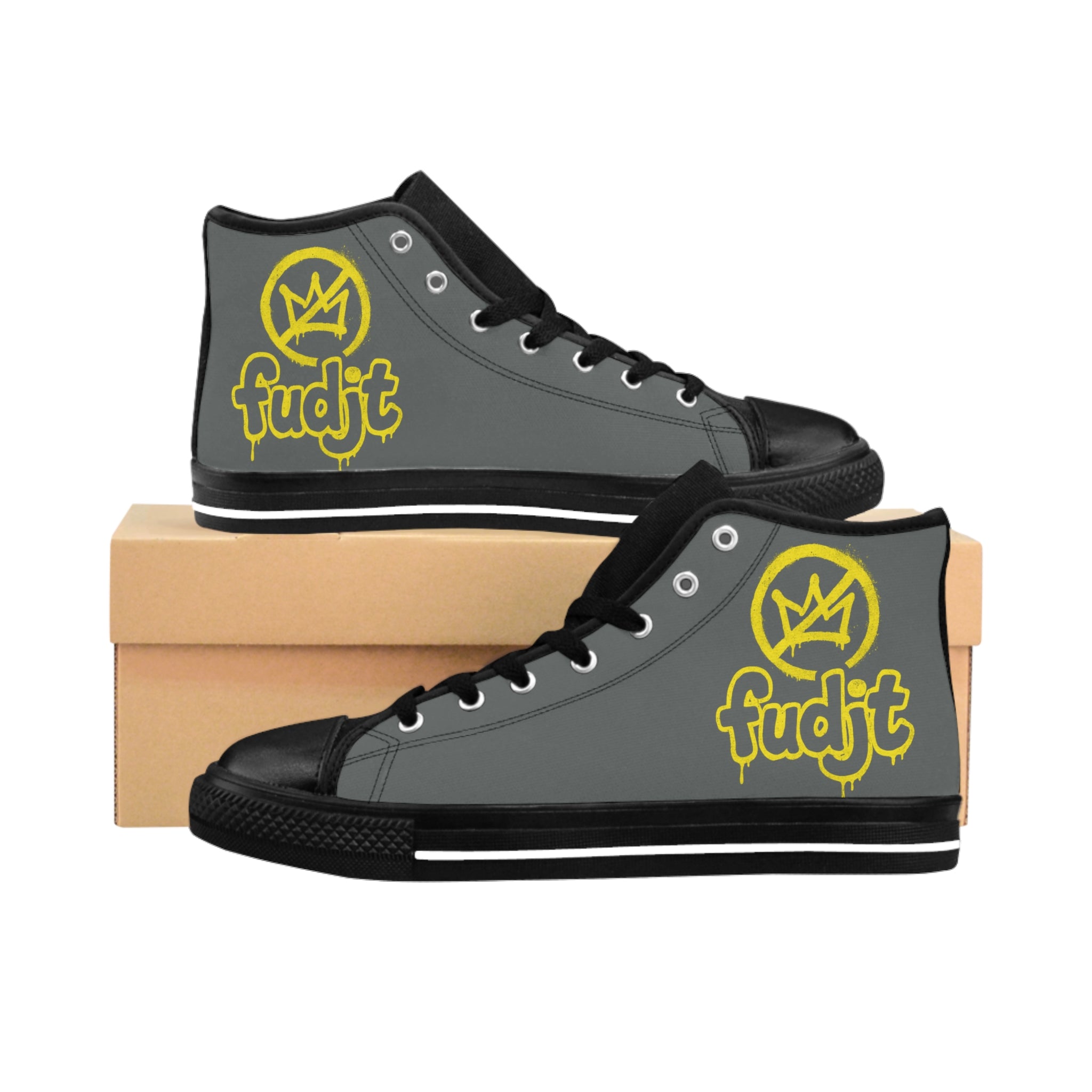 Dark Gray Golden fudjt No Kings Street Style Sneakers | Men & Boys 3.75 High Top
