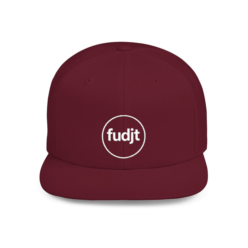 fudjt Circle Flat Bill Snapback Hat | White Embroidery |  14 Colors
