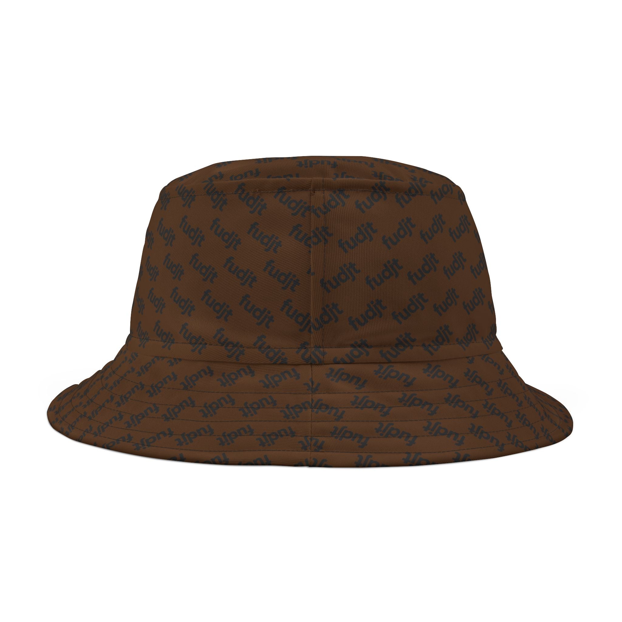 Trendy Black fudjt All Over Dark Brown Bucket Hat