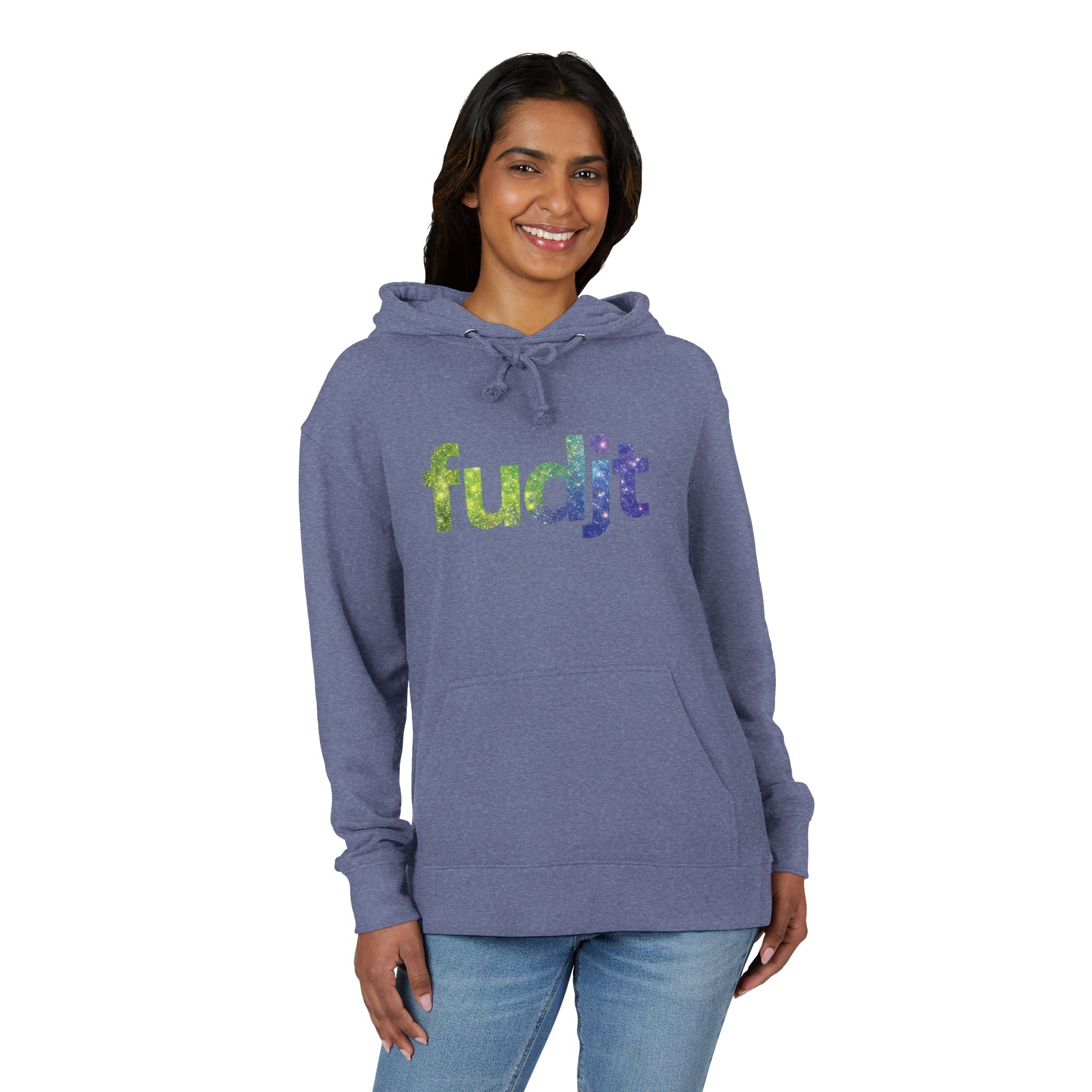 fudjt Galaxy French Terry Hoodie | Colorful Space Text | 6 Colors