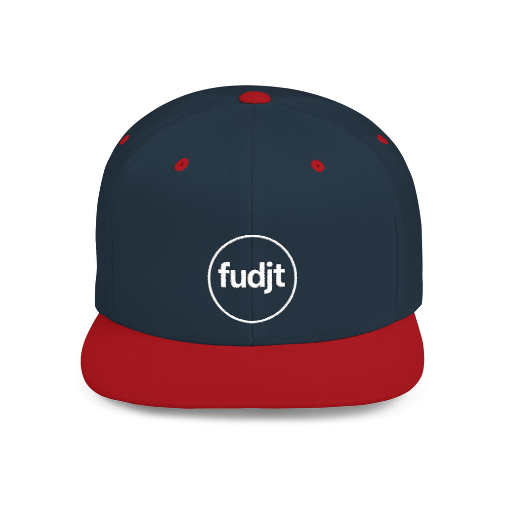 fudjt Circle Flat Bill Snapback Hat | White Embroidery |  14 Colors