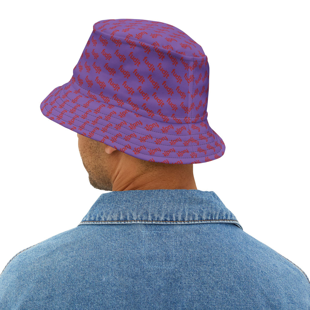 Trendy Red fudjt All Over on Light Purple Bucket Hat