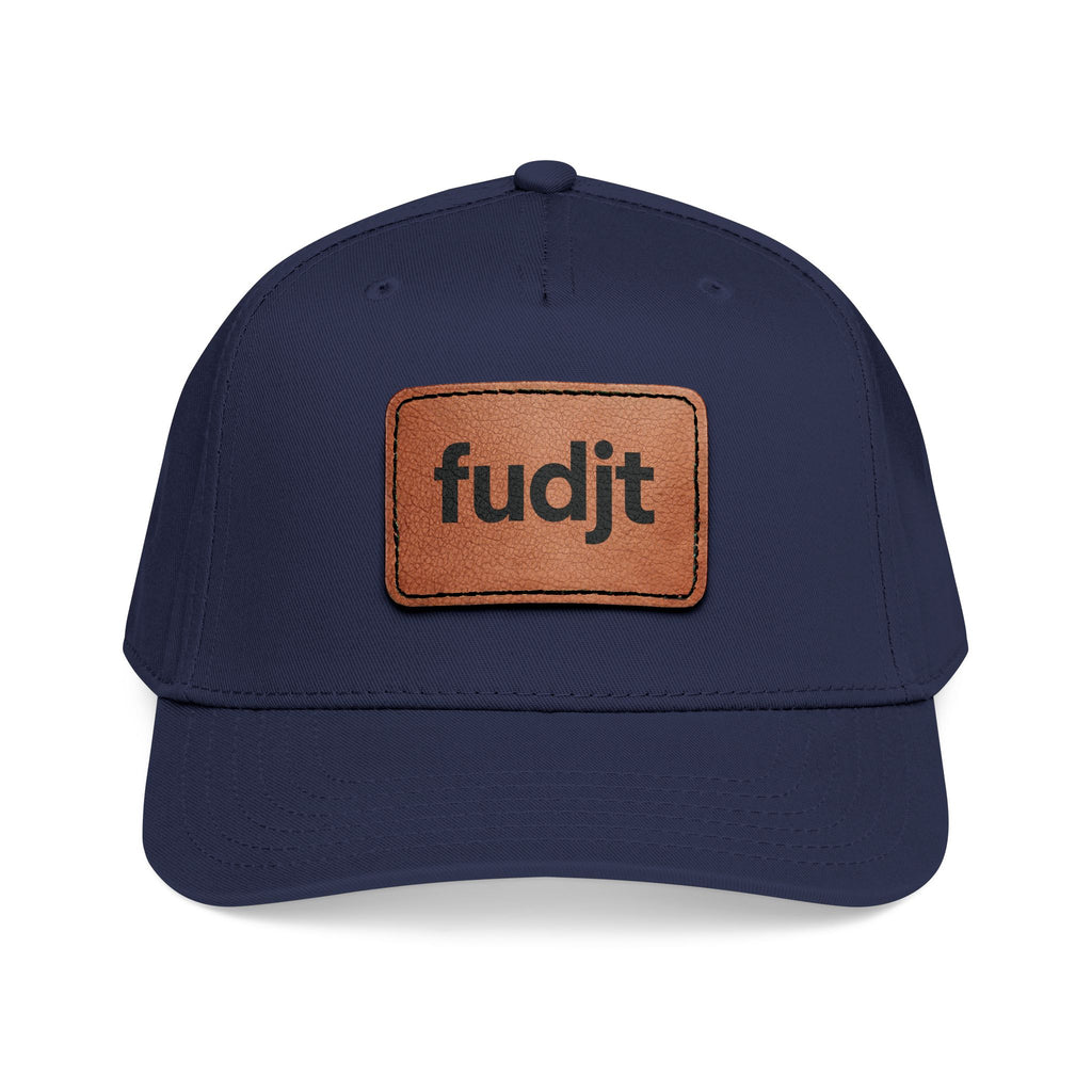 fudjt Leather Patch Baseball Cap — Mid Profile Trucker Hat | 14 Solid Colors