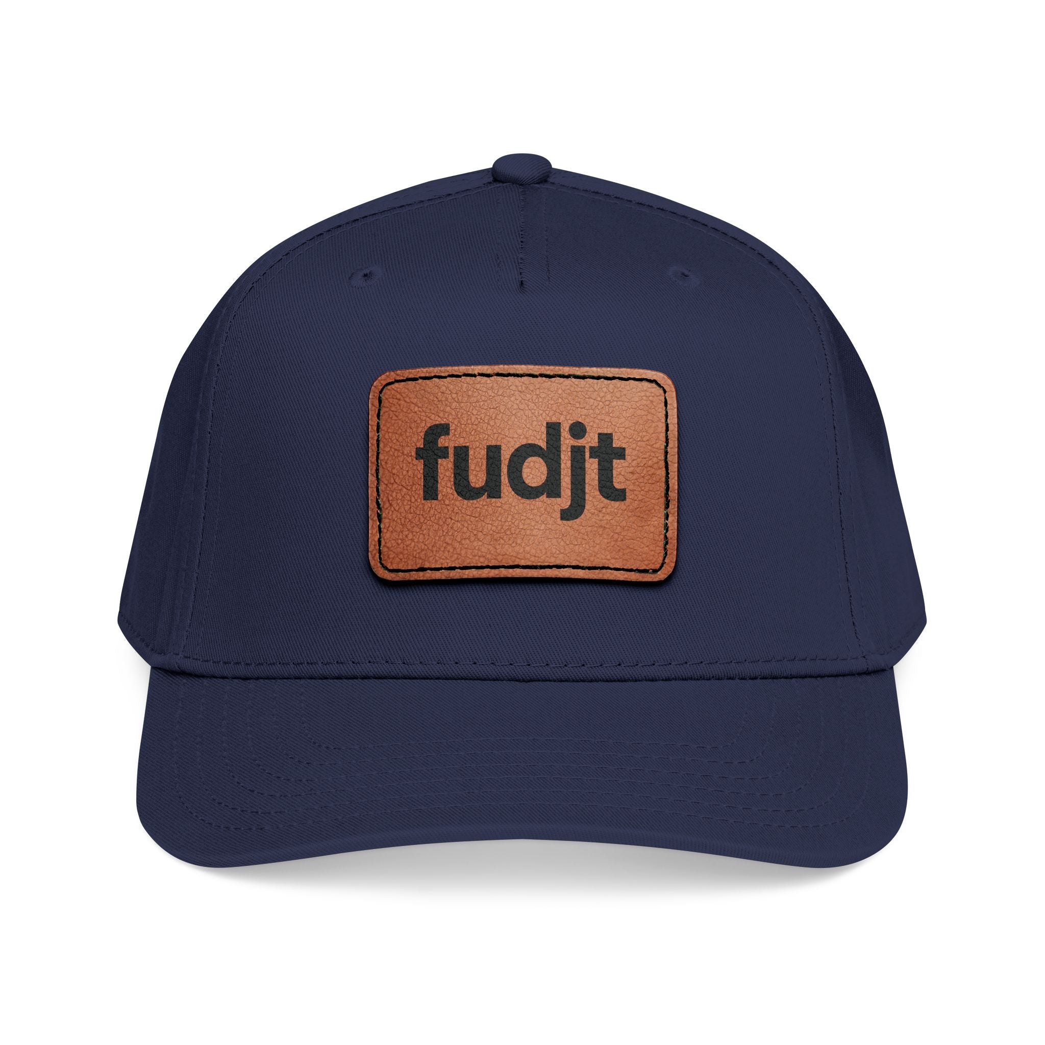 fudjt Leather Patch Baseball Cap — Mid Profile Trucker Hat | 14 Solid Colors