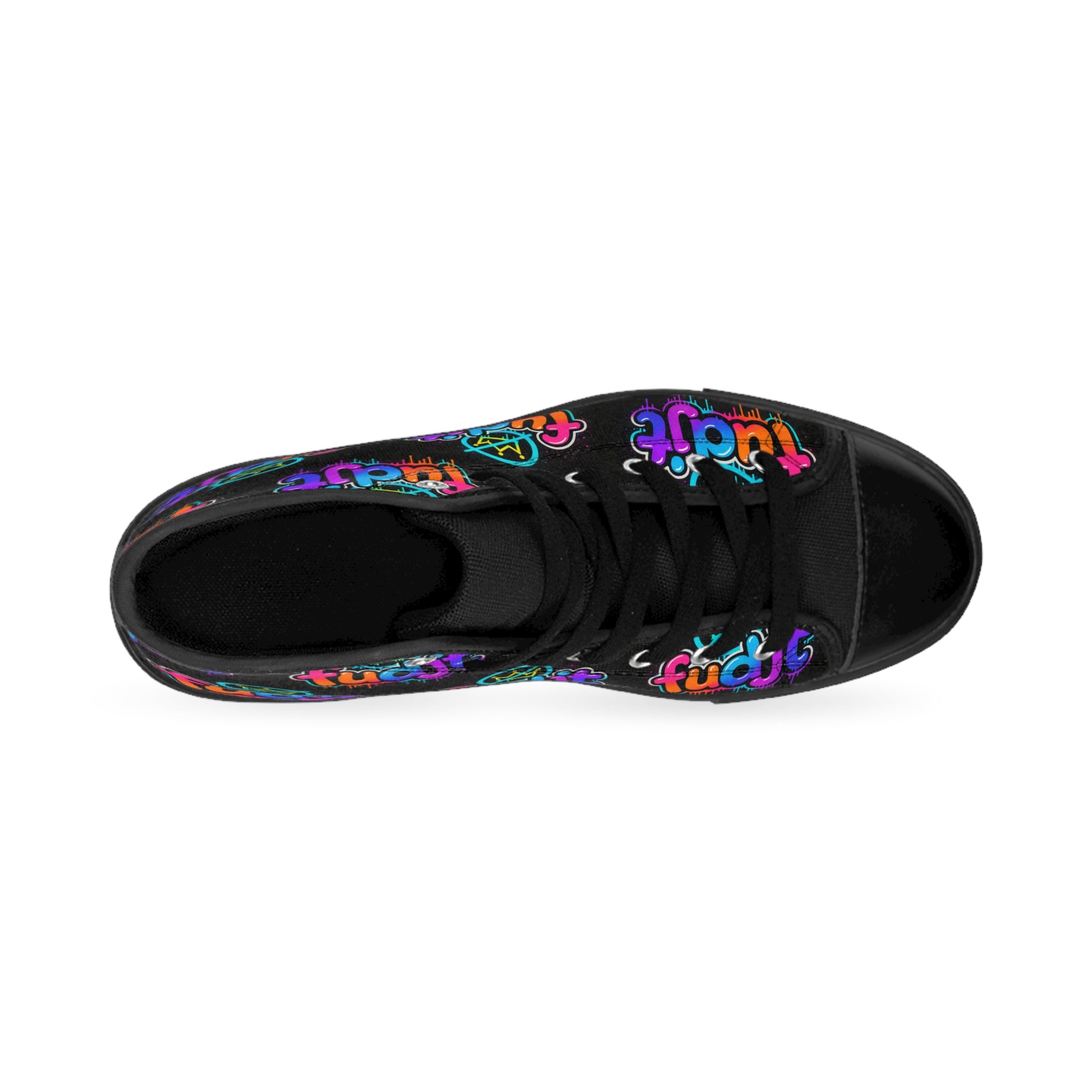 fudjt No Kings Clown Town Street Style Sneakers | Women & Girls Black All Over High Top