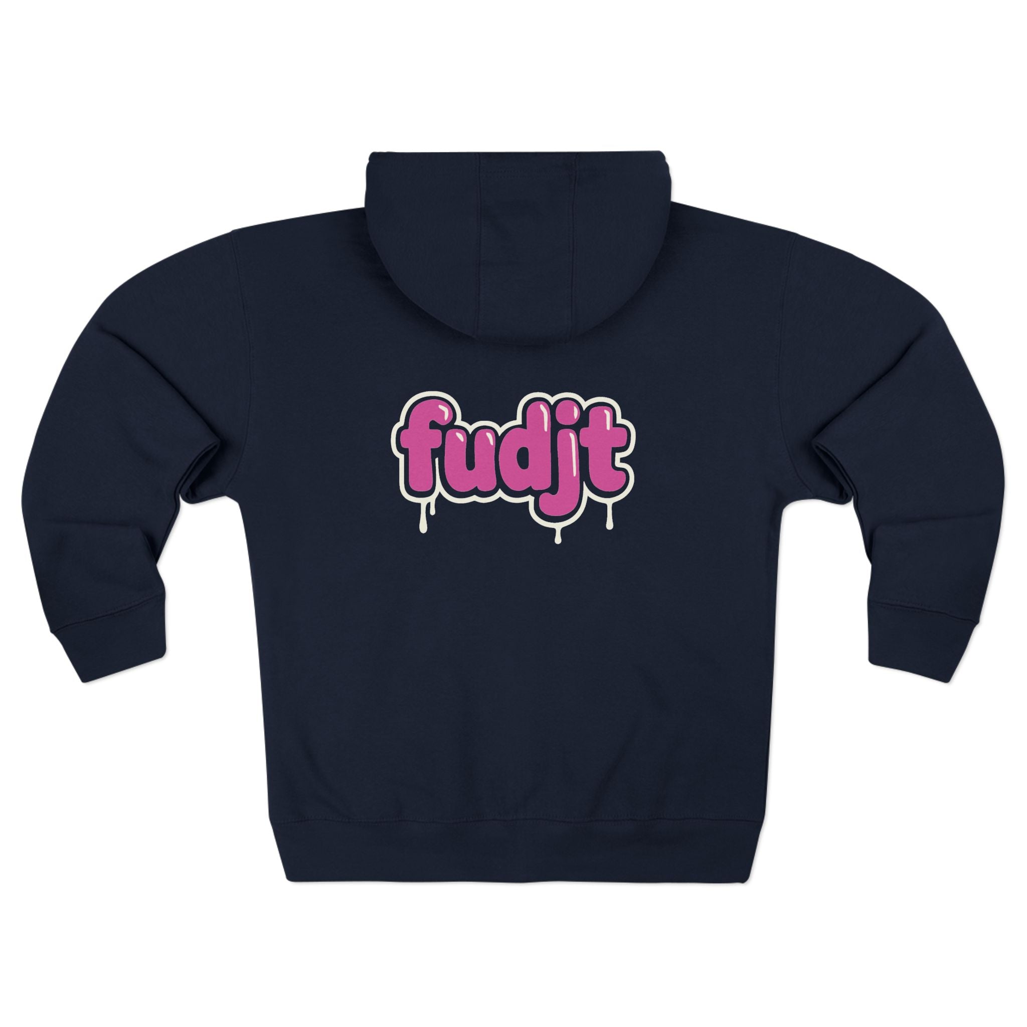 Zip Hoodie with Pink Drip fudjt | Front & Back Graphic | 8 Colors