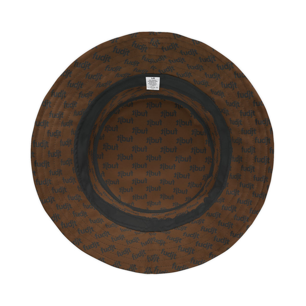 Trendy Black fudjt All Over Dark Brown Bucket Hat