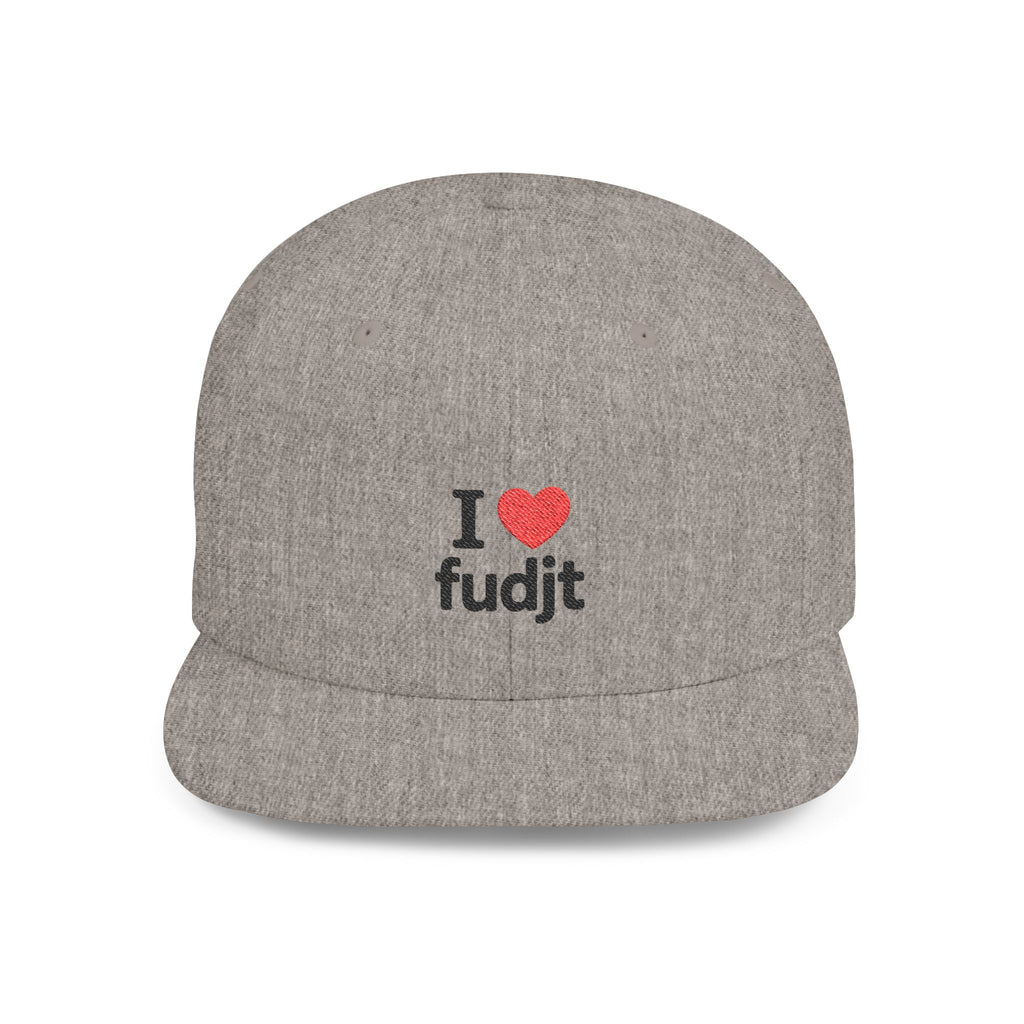 I Heart fudjt Flat Bill Snapback Hat | 7 Colors