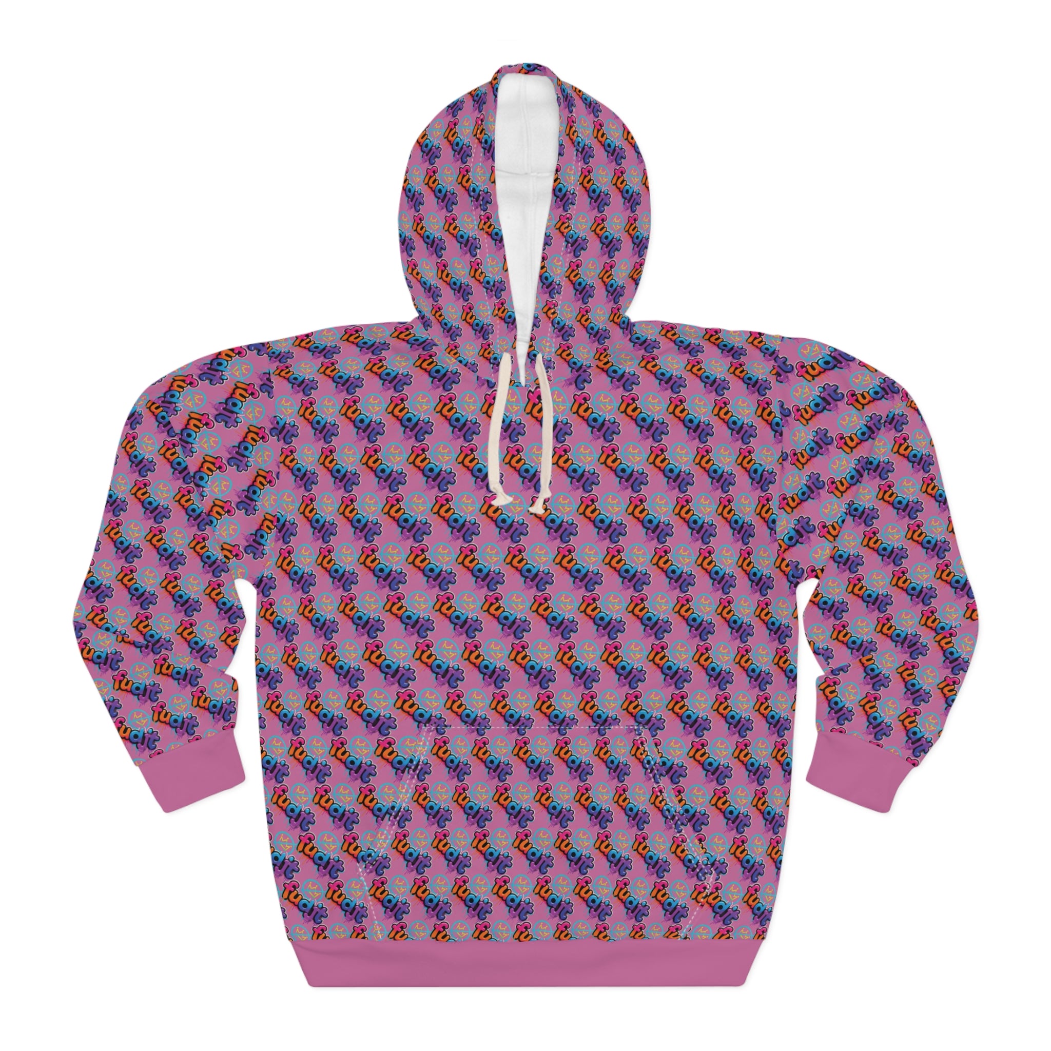 fudjt No Kings Clown Town Hoodie | All Over Light Pink Stagger Lee 2.5-45