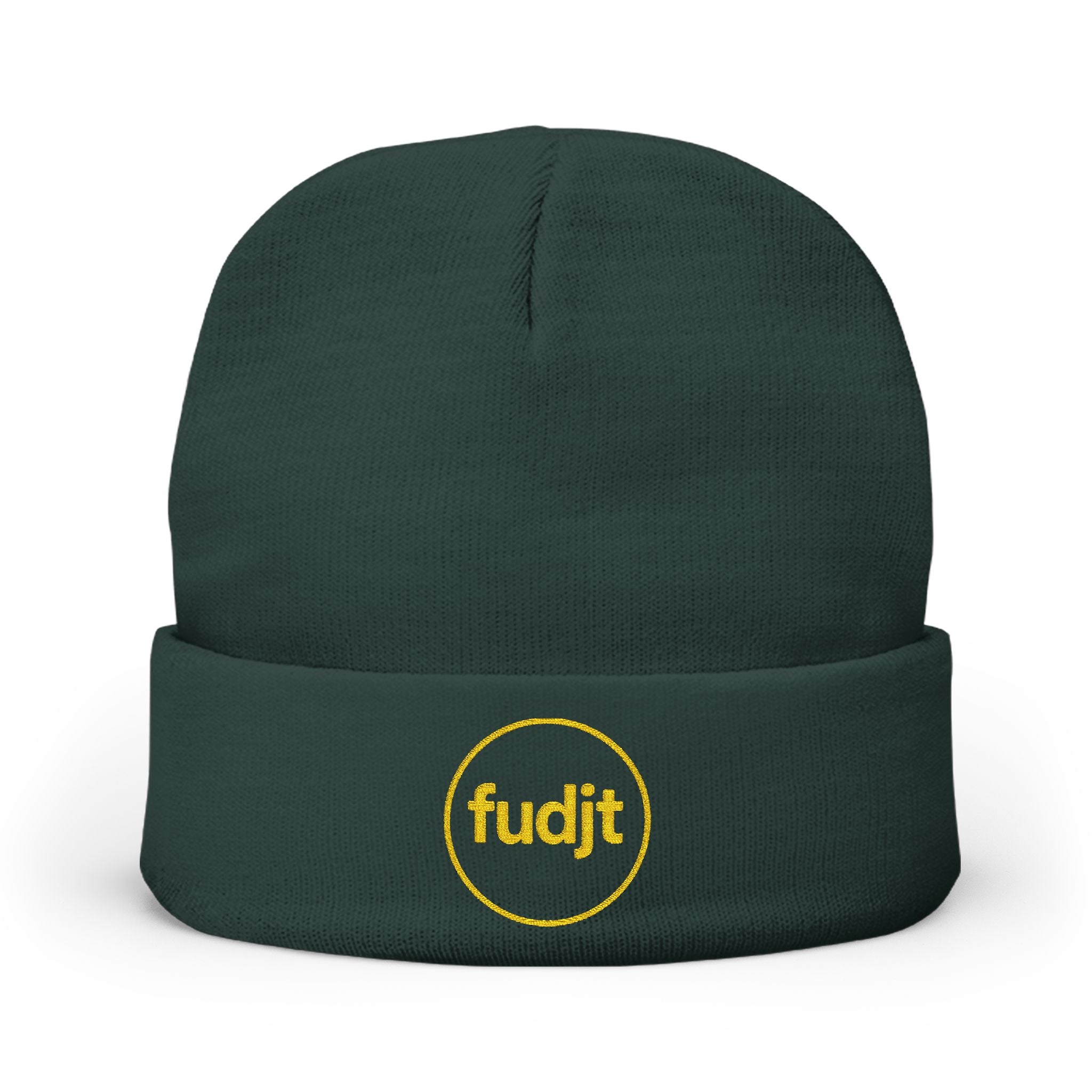 fudjt Circle Knit Beanie | Golden Yellow Embroidery | 5 Colors