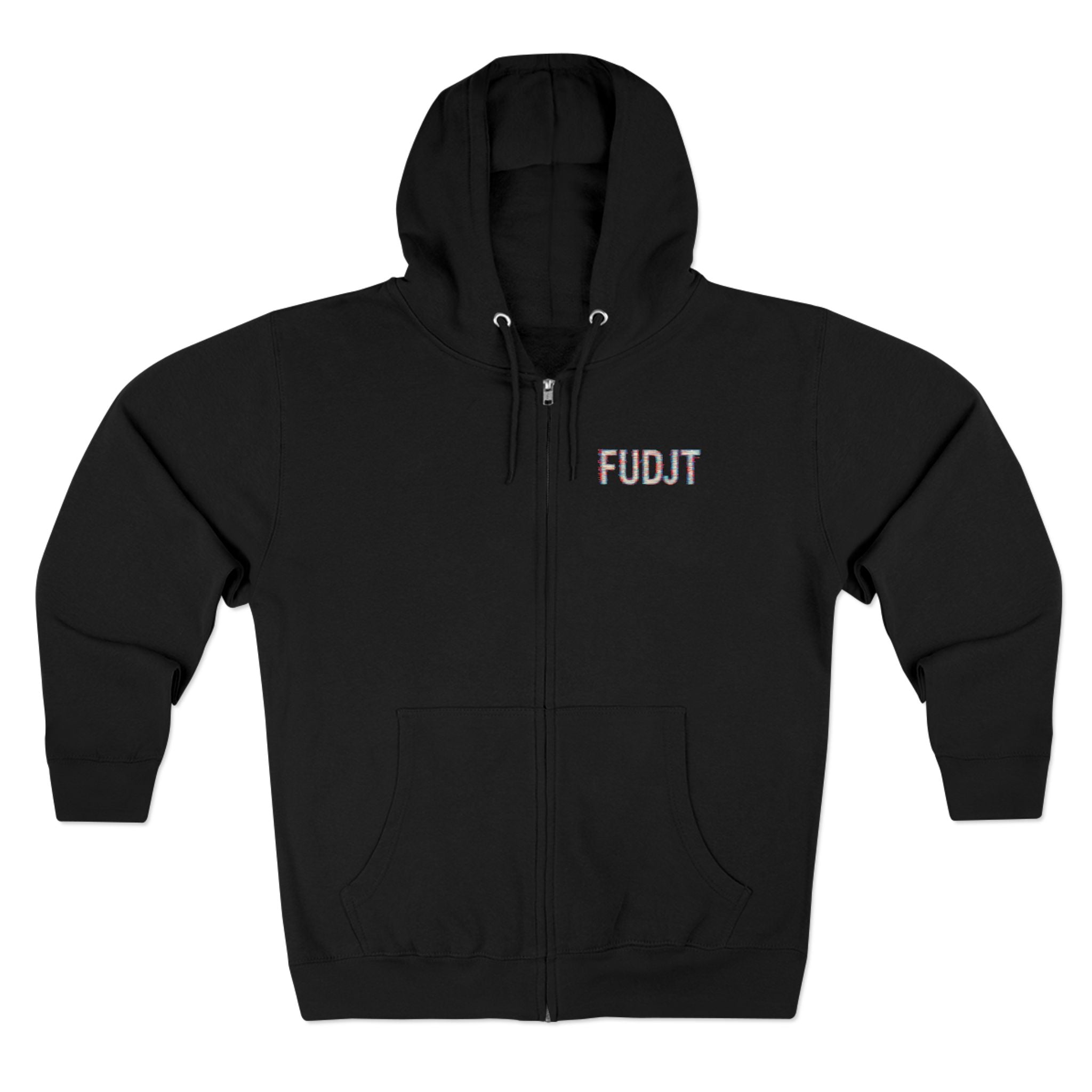 FUDJT Glitch Zip Hoodie | Front Left & Stack Back | 7 Colors