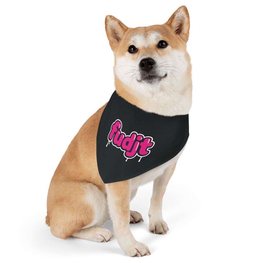 Black fudjt Pink Drip Bandana Collar for Dogs, Cats & More | 4 Sizes