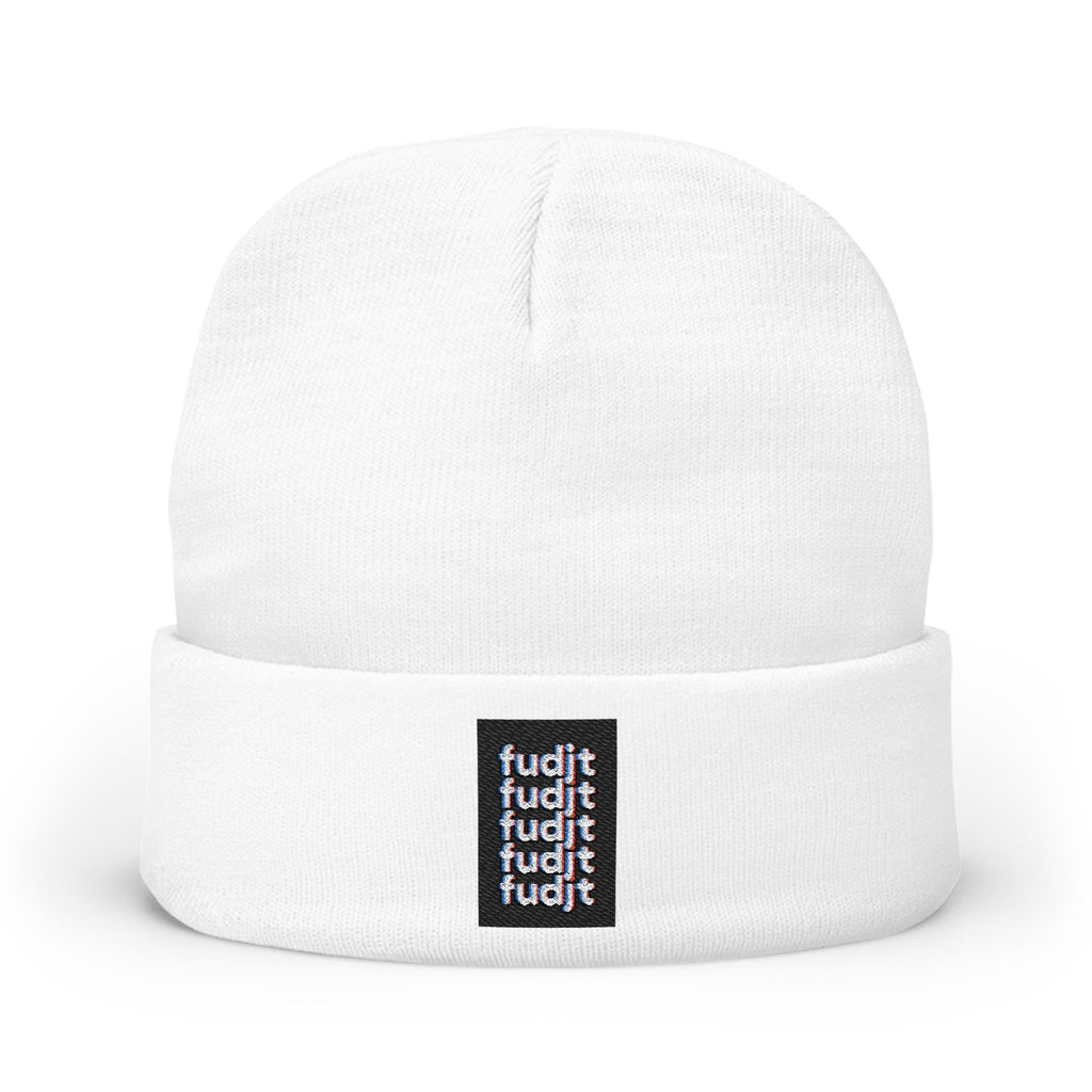 Stacked fudjt Knit Beanie | Black White Embroidery | 6 Colors