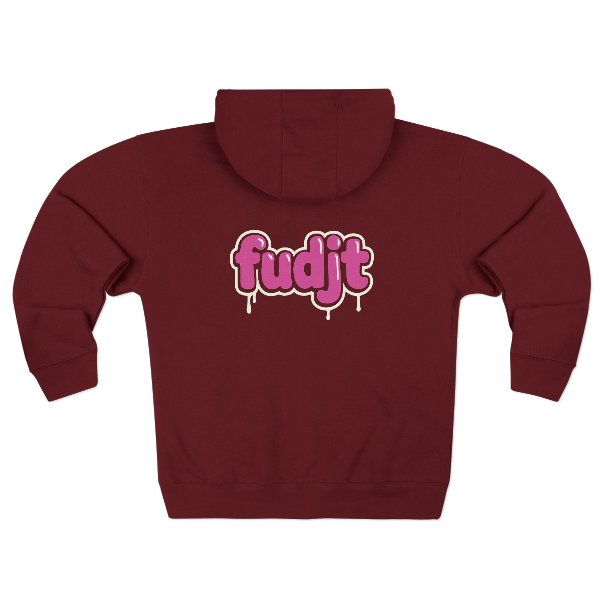 Zip Hoodie with Pink Drip fudjt | Front & Back Graphic | 8 Colors