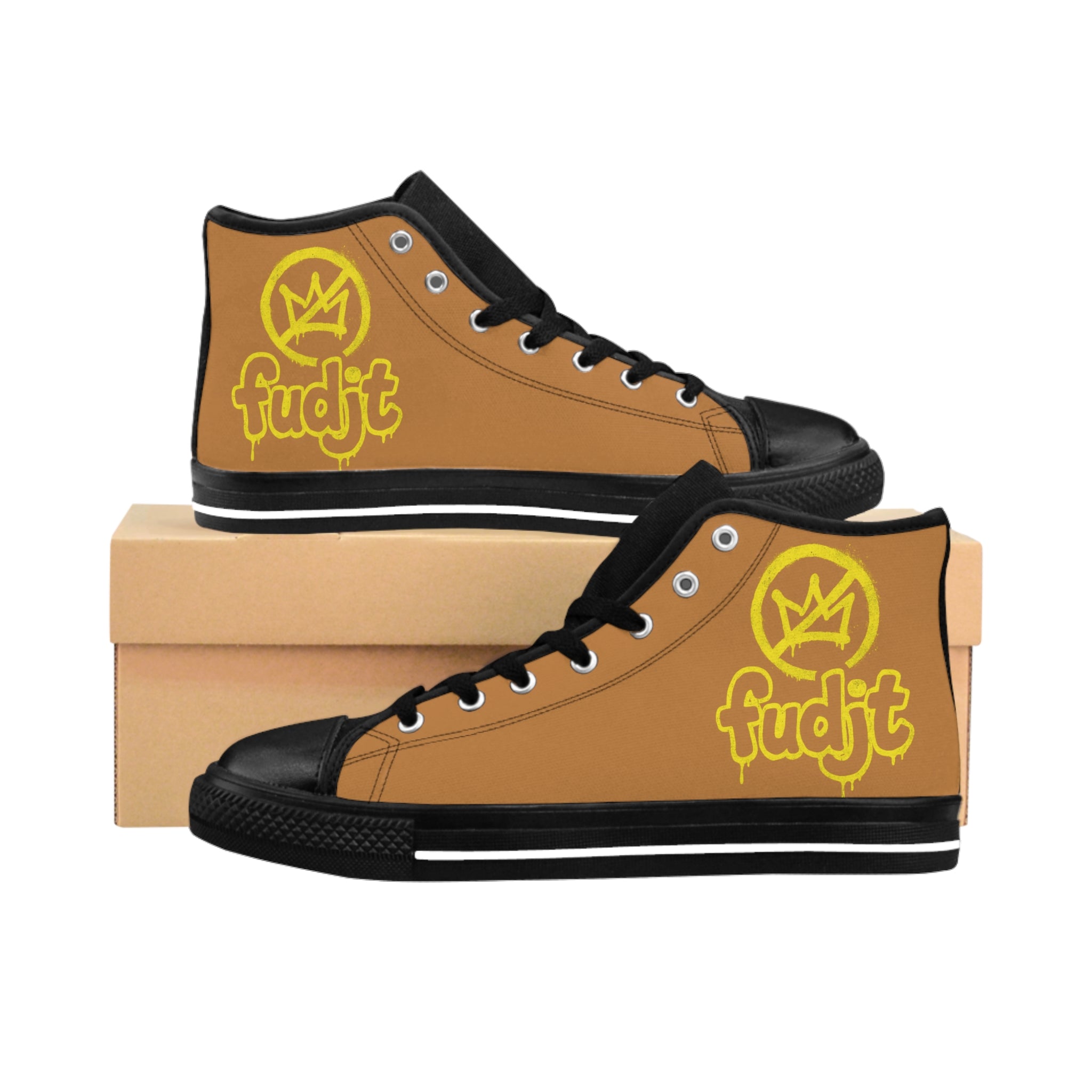 Light Brown Golden fudjt No Kings Street Style Sneakers | Men & Boys 3.75 High Top