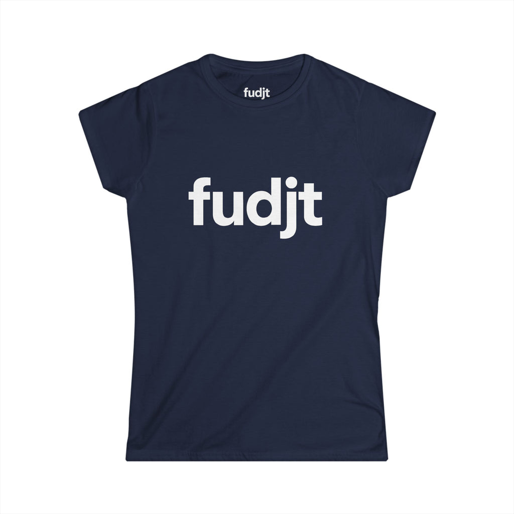 Women's White fudjt logo Comfy Stylie Tee | 12 Colors