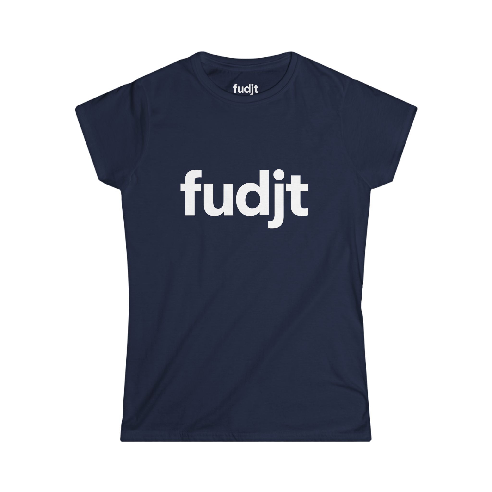 Women's White fudjt logo Comfy Stylie Tee | 12 Colors