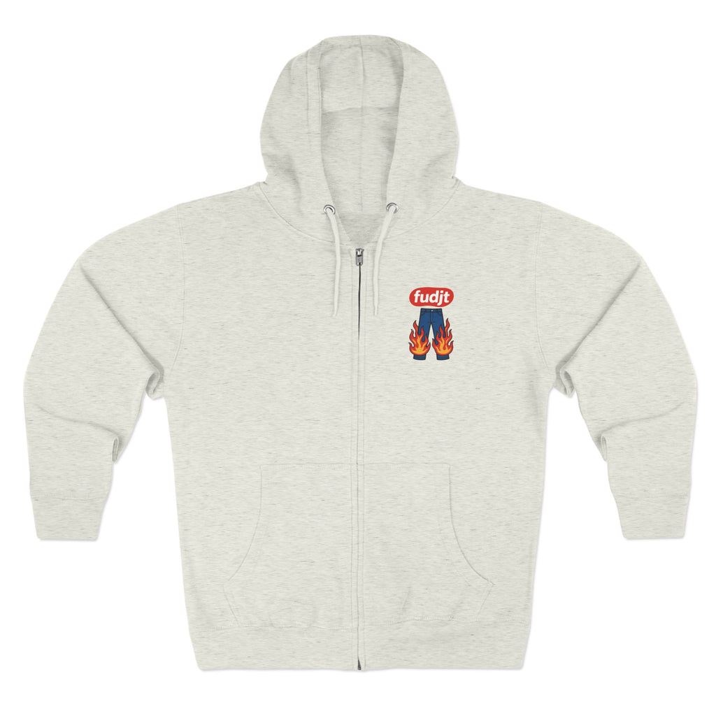 fudjt Pants On Fire Zip Hoodie | Front & Back Graphic | 9 Colors