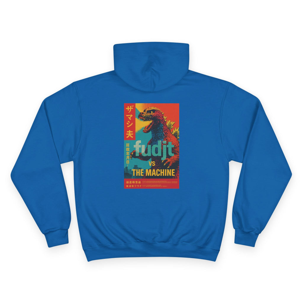 Monster Power Champion Hoodie - Retro Godzilla | fudjt vs. The Machine | Blue fudjt | 7 Colors
