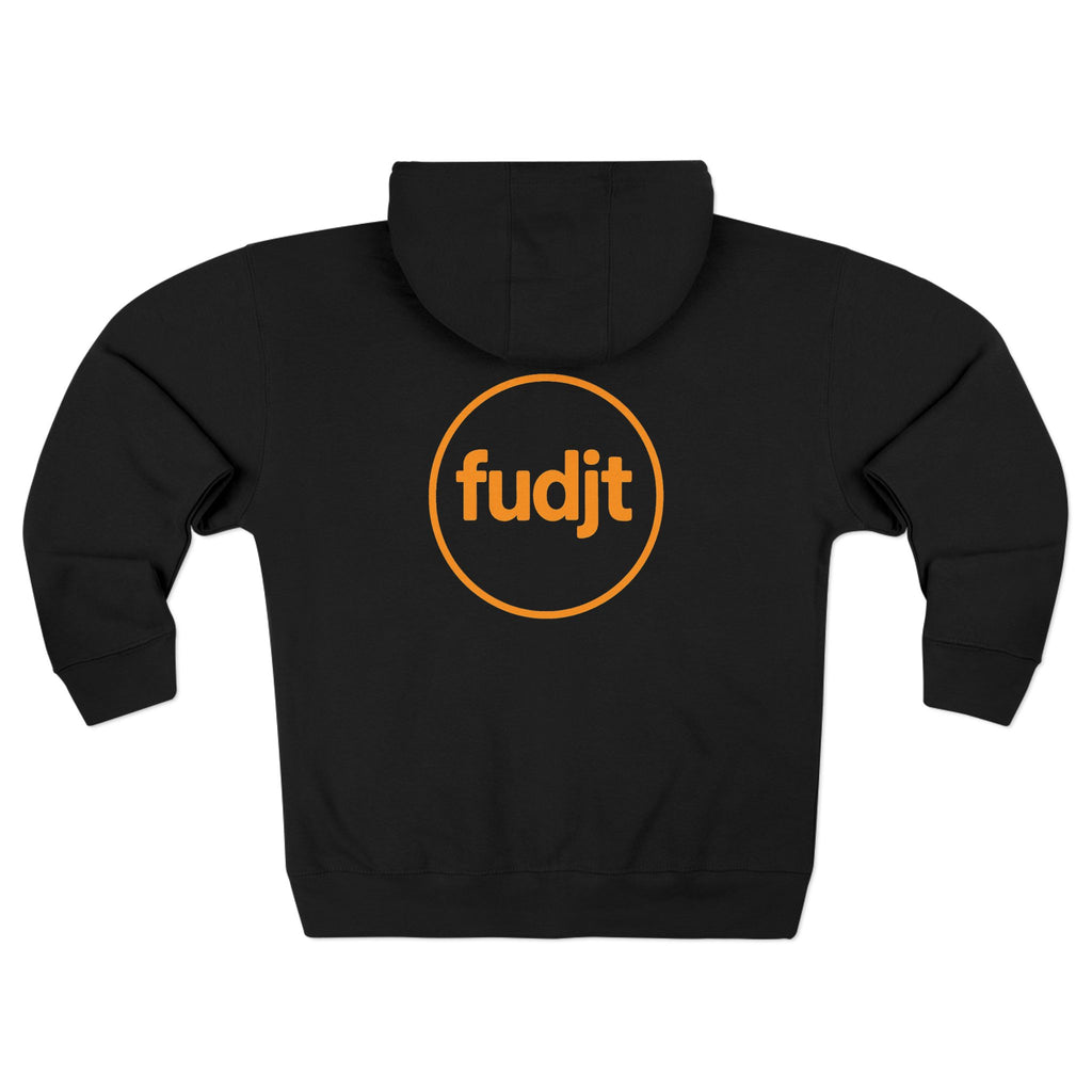 Orange fudjt Circle Zip Hoodie | Front & Back Graphic | 9 Colors
