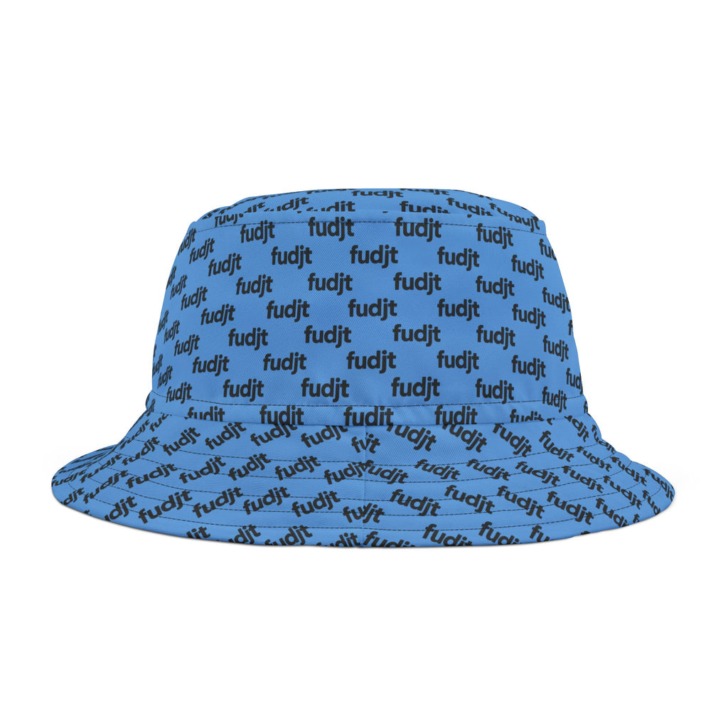 Trendy Black fudjt All Over Light Blue Bucket Hat