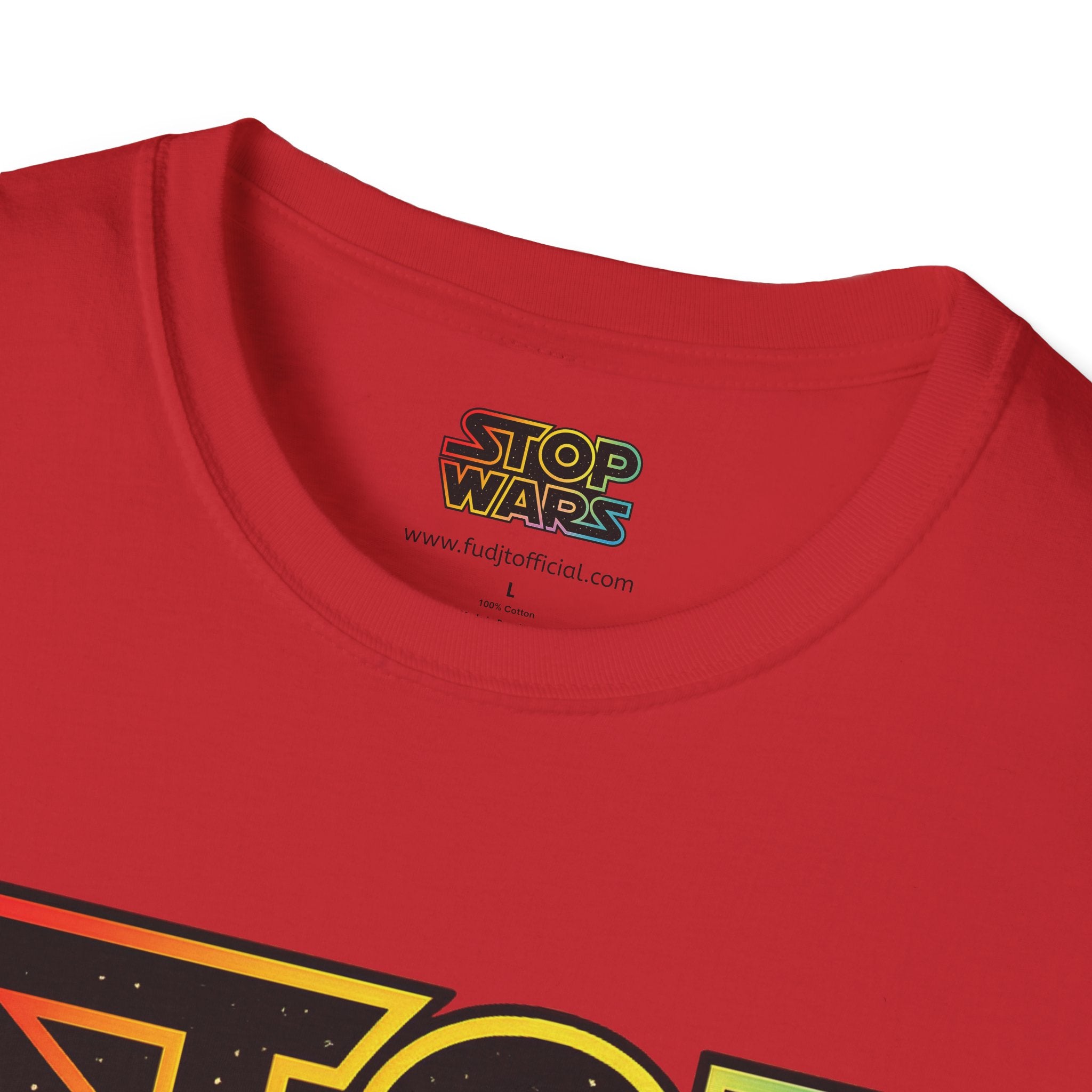 fudjt "STOP WARS" Retro Rainbow Anti-War Everyday Soft & Stylish Tee | Front & Back Graphic, Black fudjt | 7 Colors