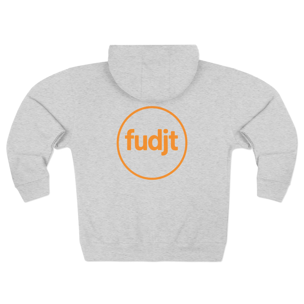 Orange fudjt Circle Zip Hoodie | Front & Back Graphic | 8 Colors