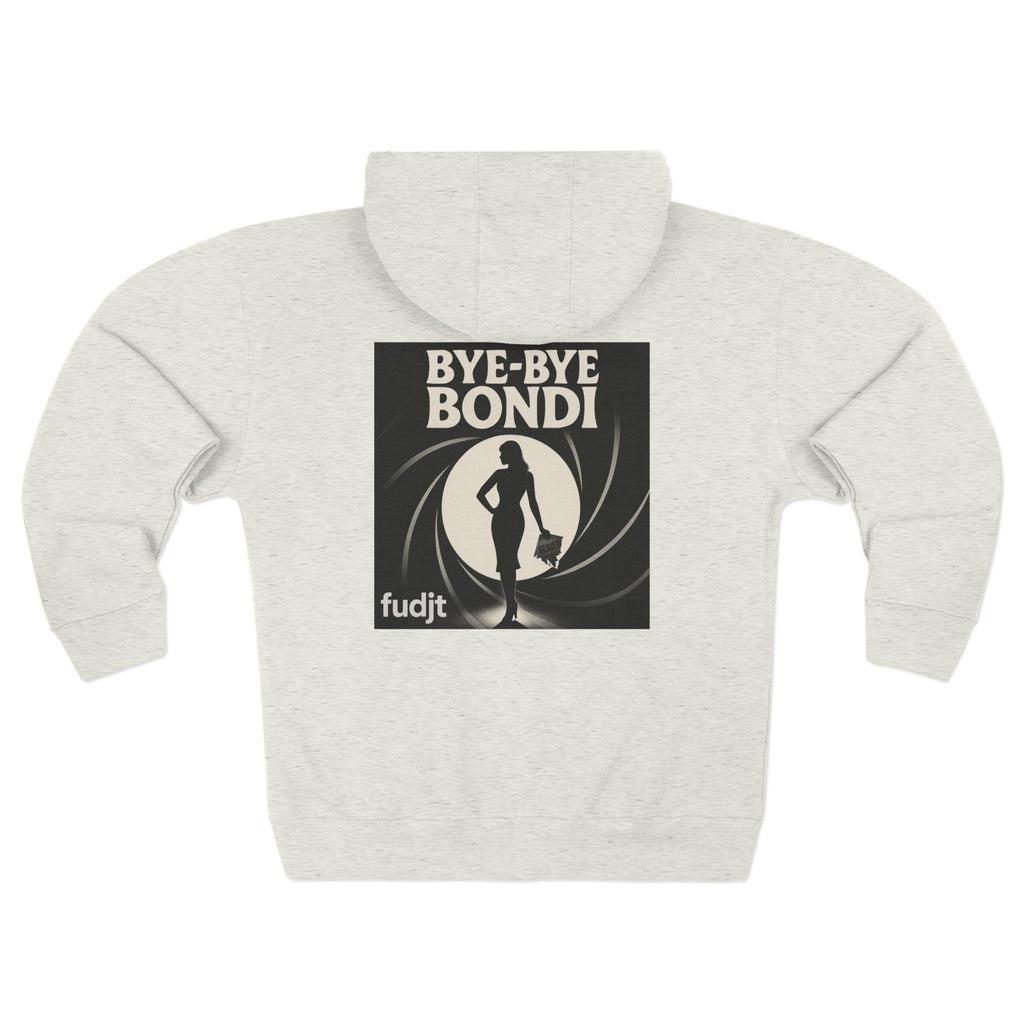 Bye-Bye Bondi | Black Square fudjt Circle Front, Smoke Screen Retro Backside Zip Hoodie | 8 Colors