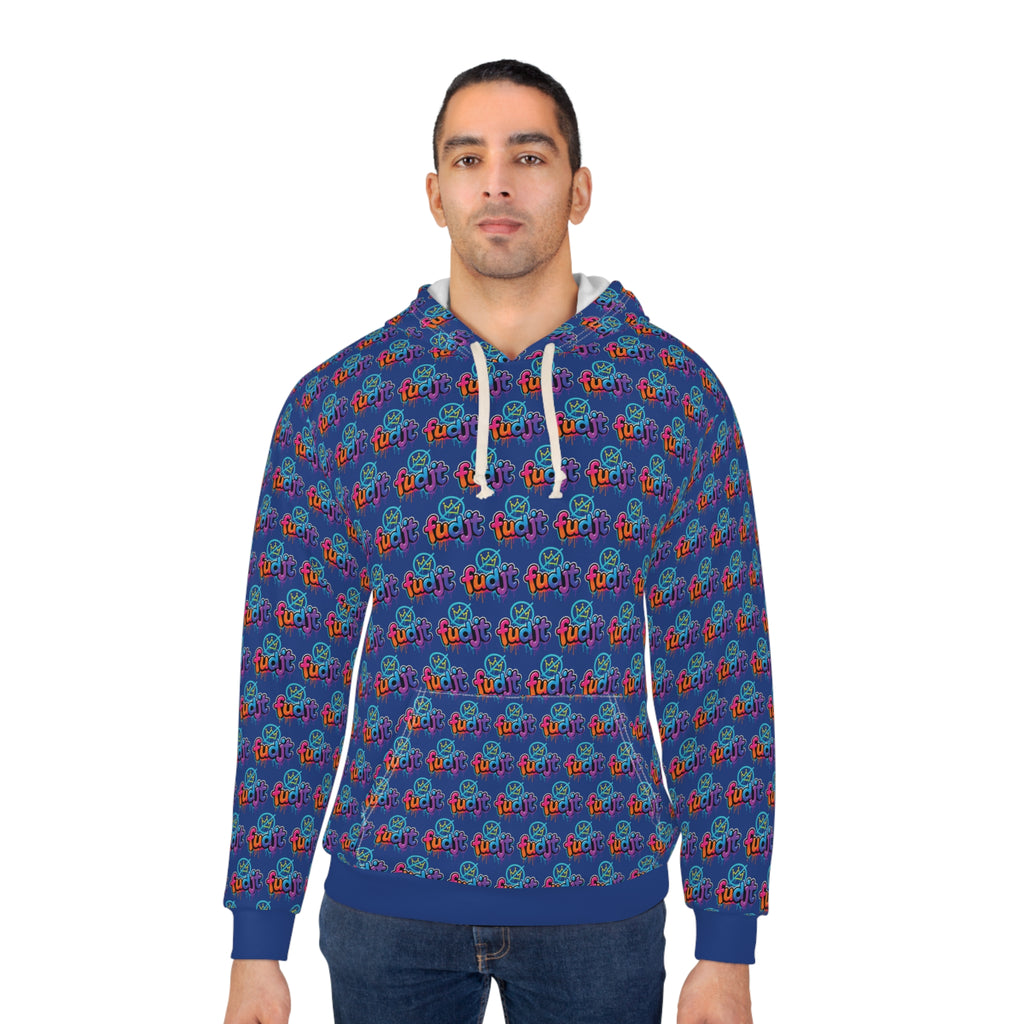 fudjt No Kings Clown Town Hoodie | All Over Dark Blue 2.5