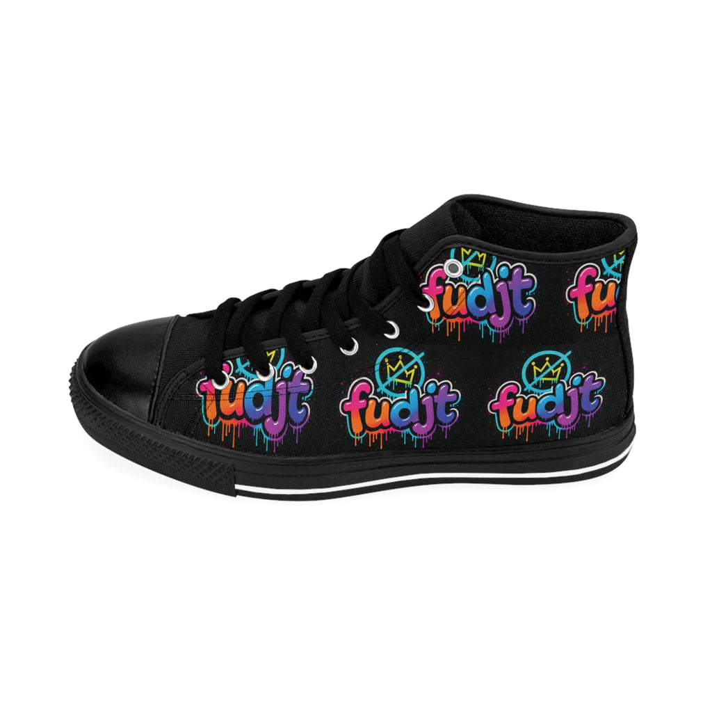 fudjt No Kings Clown Town Street Style Sneakers | Men & Boys Black All Over High Top