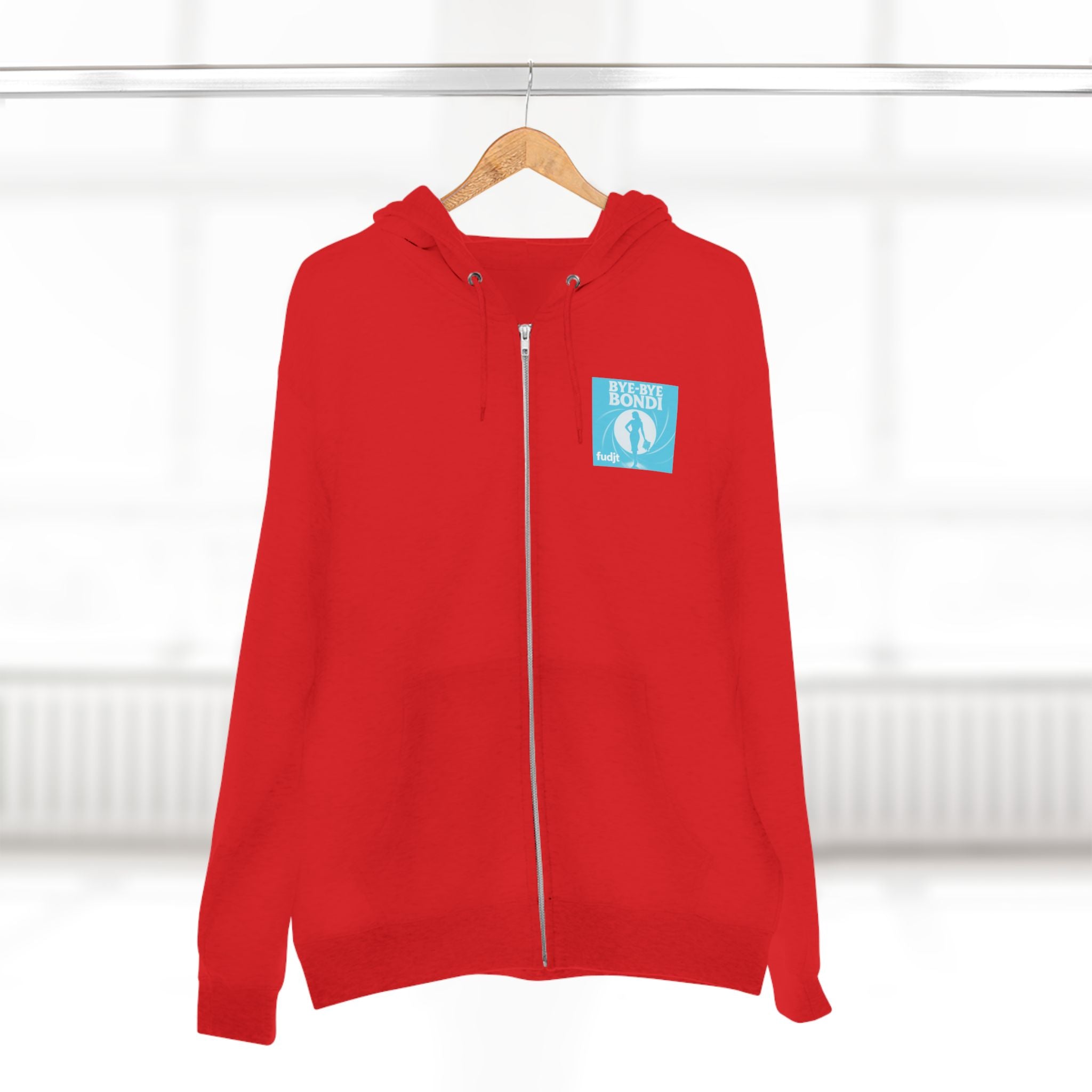 Bye-Bye Bondi | Blue Smoke Screen Retro fudjt Zip Hoodie | Front & Back Graphic | 8 Colors
